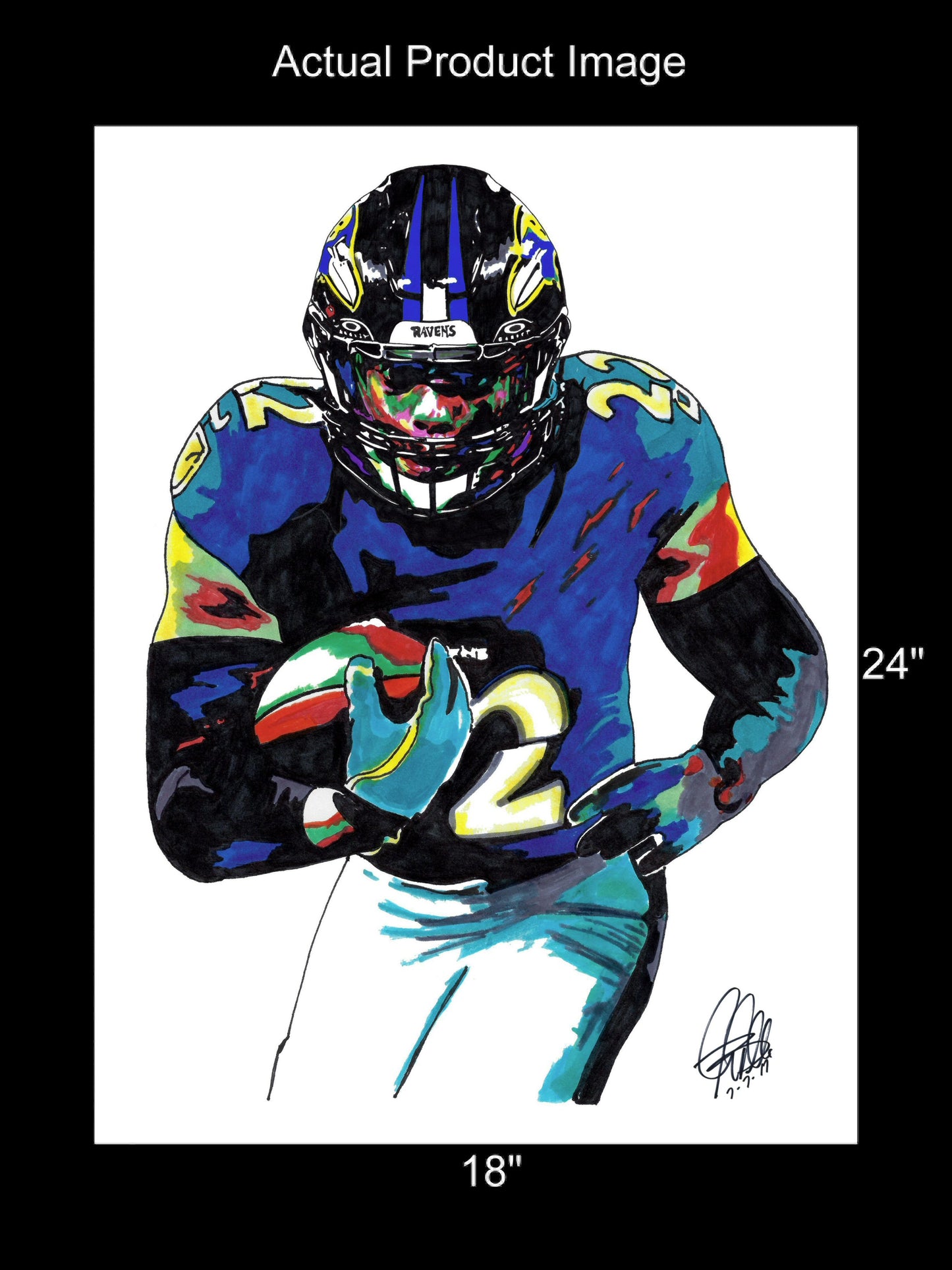 Derrick Henry Baltimore Ravens Football Sports Print Poster Wall Art 18x24