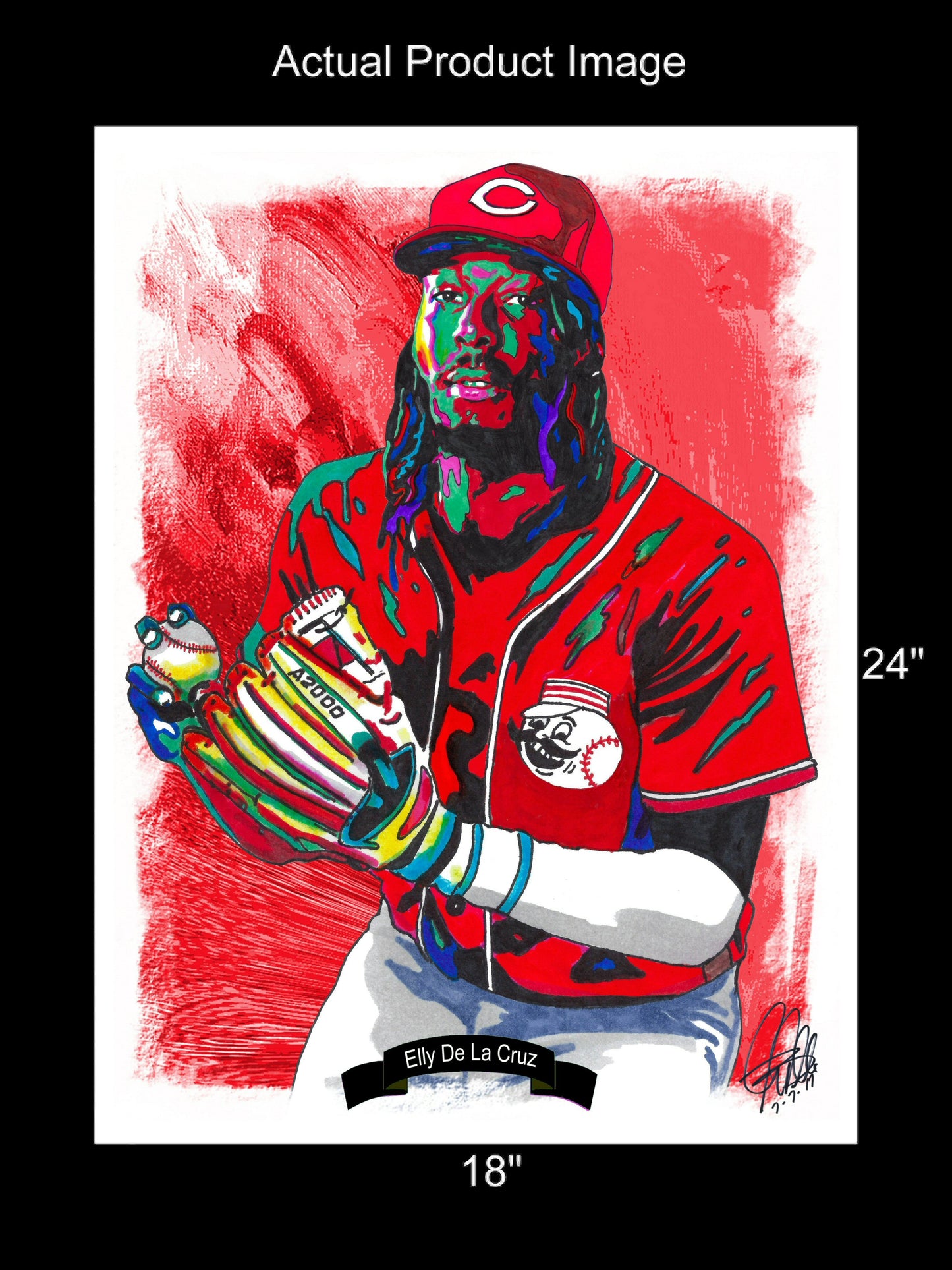Elly De La Cruz Cincinnati Reds Baseball Sports Poster Print Wall Art 18x24