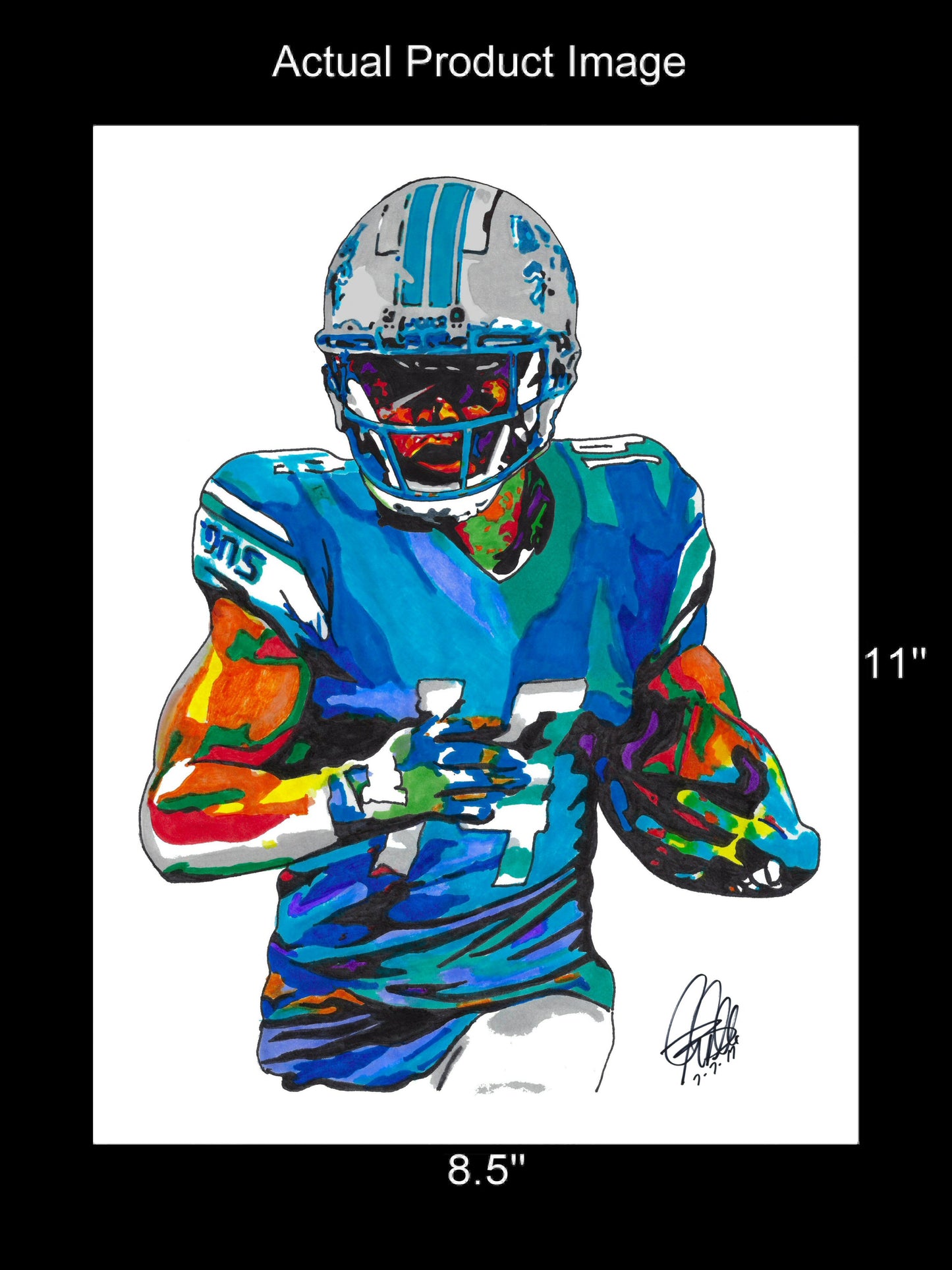 Amon Ra St Brown Detroit Lions Football Poster Print Wall Art 8.5x11