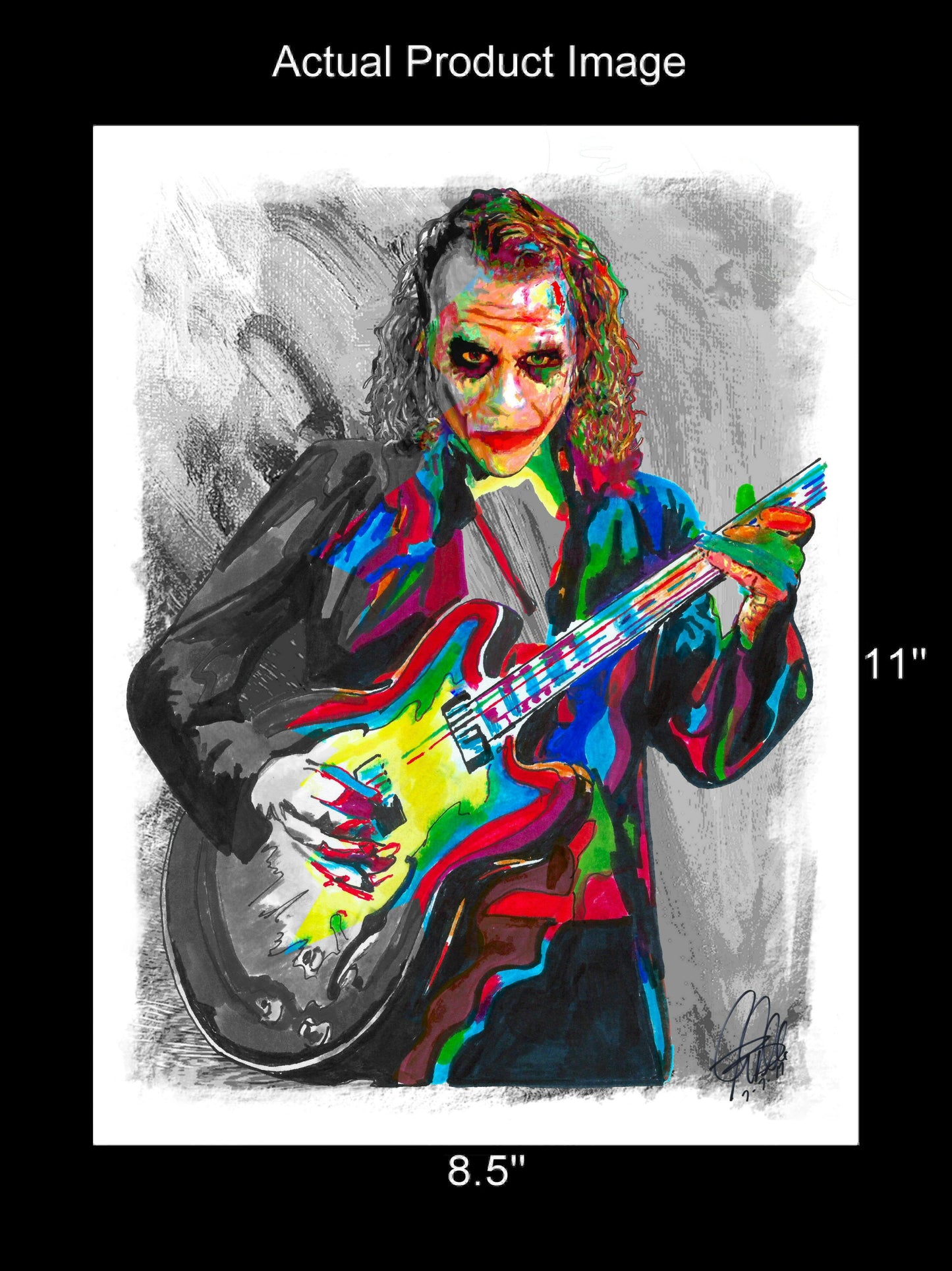 The Joker Heath Ledger Guitar Batman Film Music Poster Print Wall Art 8.5x11