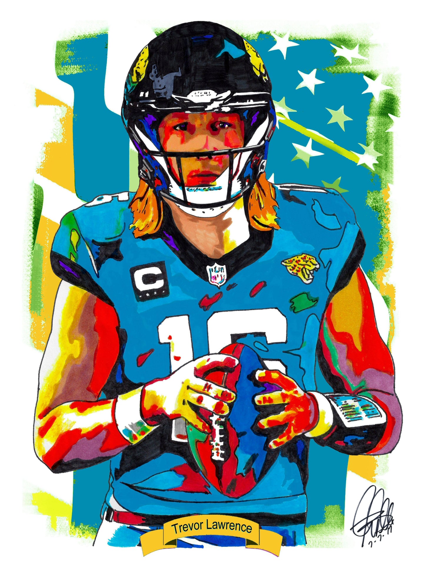 Trevor Lawrence Jacksonville Jaguars Football QB Print Poster Wall Art 8.5x11