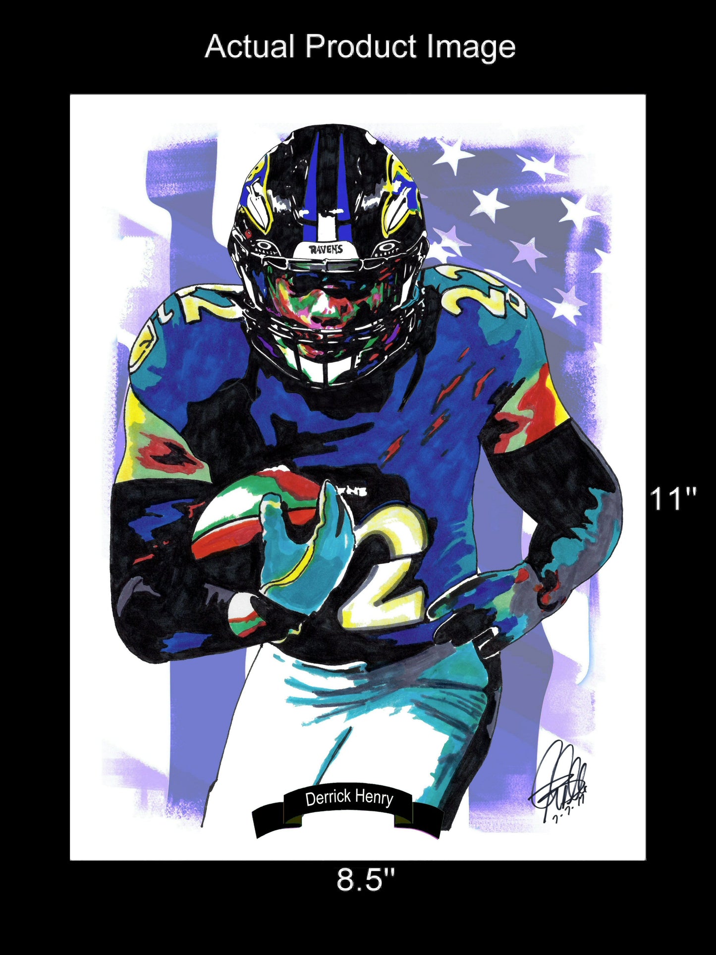 Derrick Henry Baltimore Ravens RB Football Sports Print Poster Wall Art 8.5x11