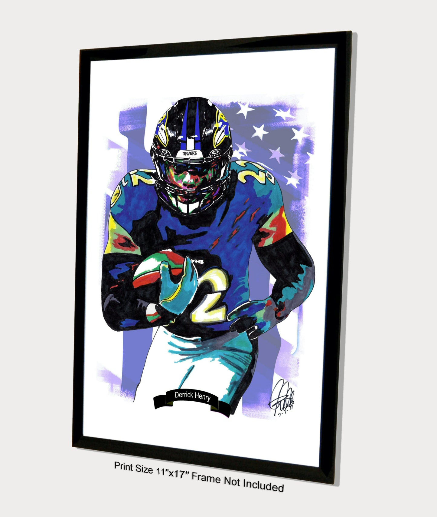 Derrick Henry Baltimore Ravens RB Football Sports Print Poster Wall Art 11x17