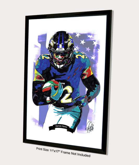 Derrick Henry Baltimore Ravens RB Football Sports Print Poster Wall Art 11x17