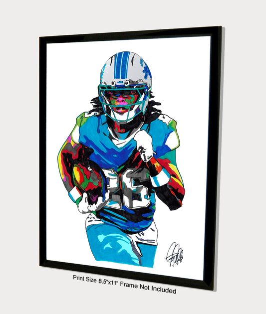 Jahmyr Gibbs Detroit Lions Football Sports Poster Print Wall Art 8.5x11