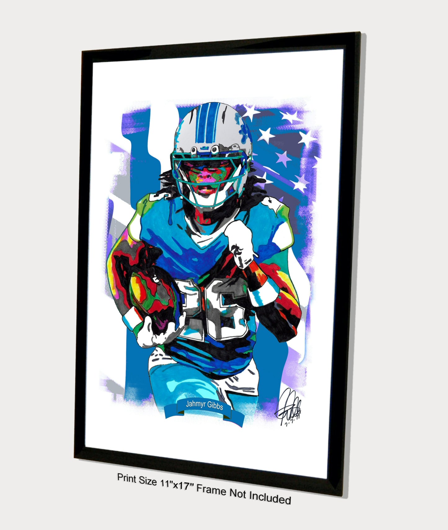 Jahmyr Gibbs Detroit Lions Football RB Sports Poster Print Wall Art 11x17