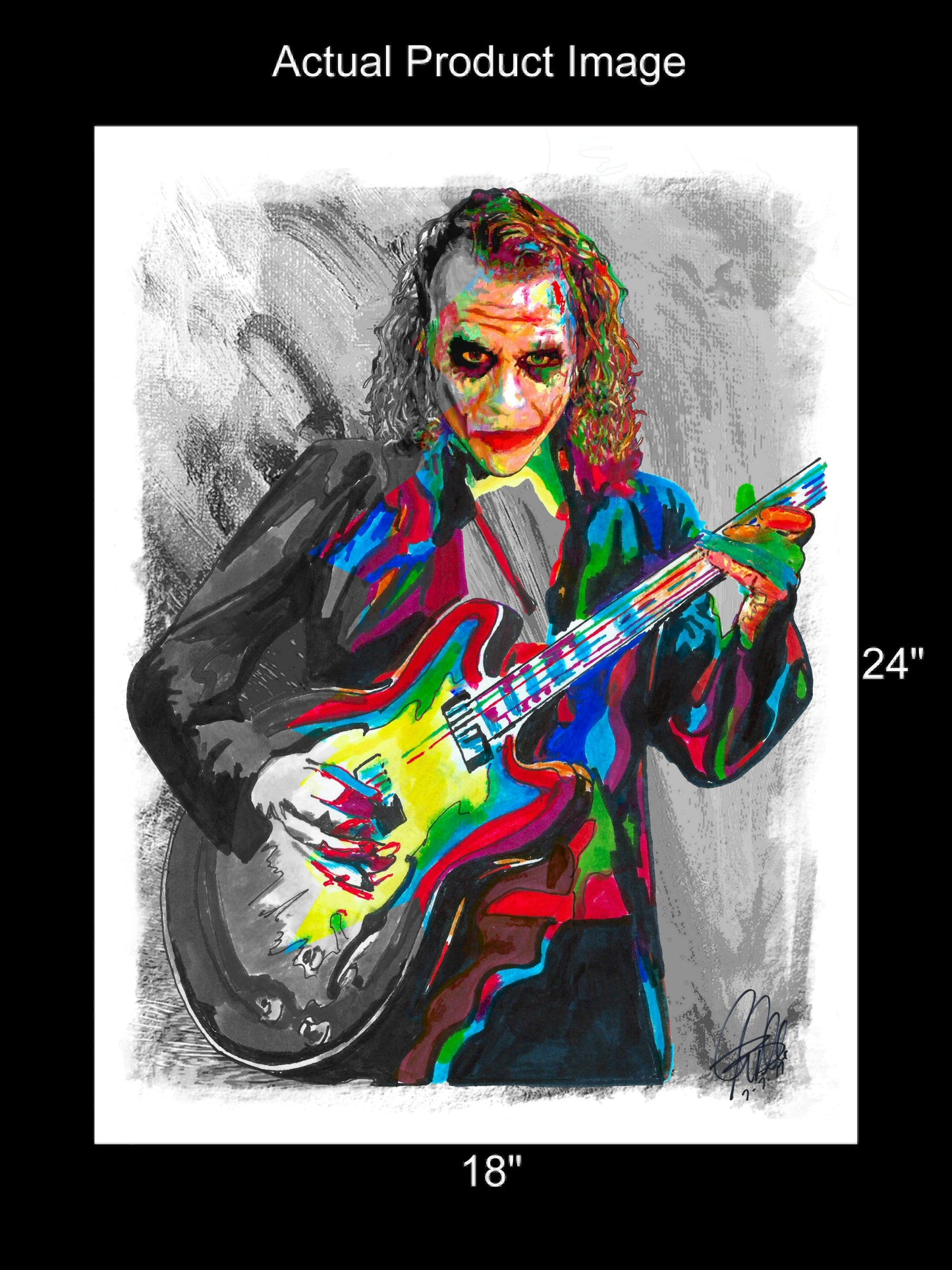 The Joker Heath Ledger Guitar Batman Film Music Poster Print Wall Art 18x24