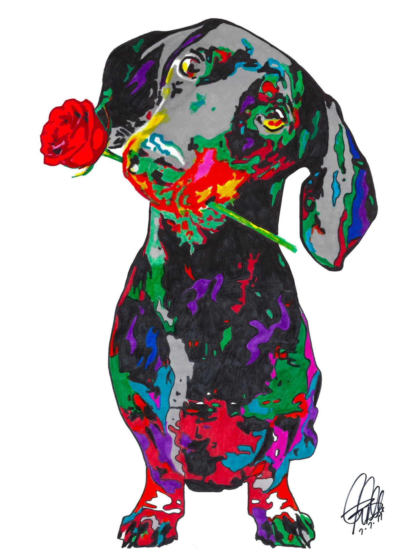 Dachshund Sausage Dog Speed Stick Pet Poster Print Wall Art 8.5x11