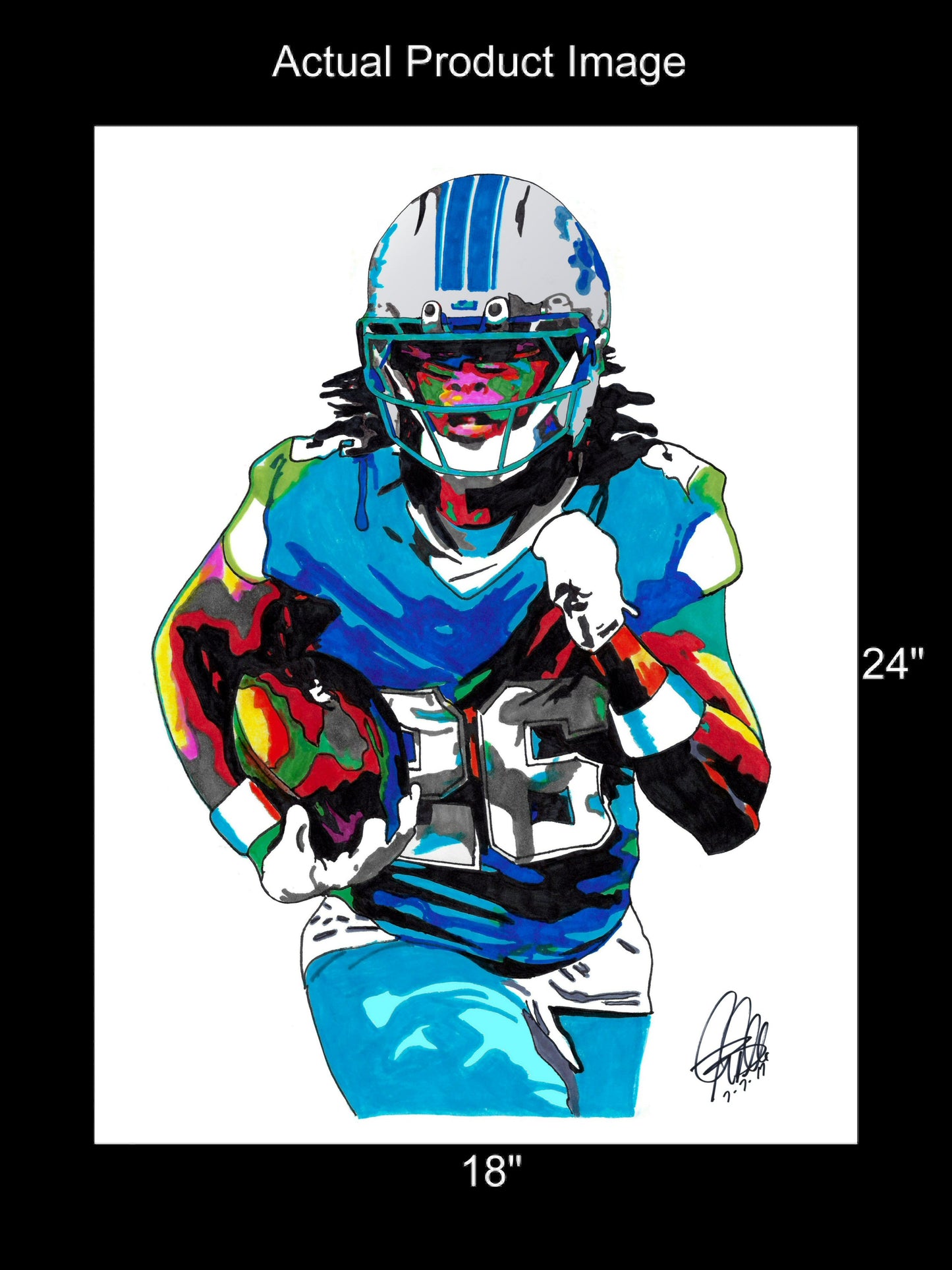 Jahmyr Gibbs Detroit Lions Football Sports Poster Print Wall Art 18x24