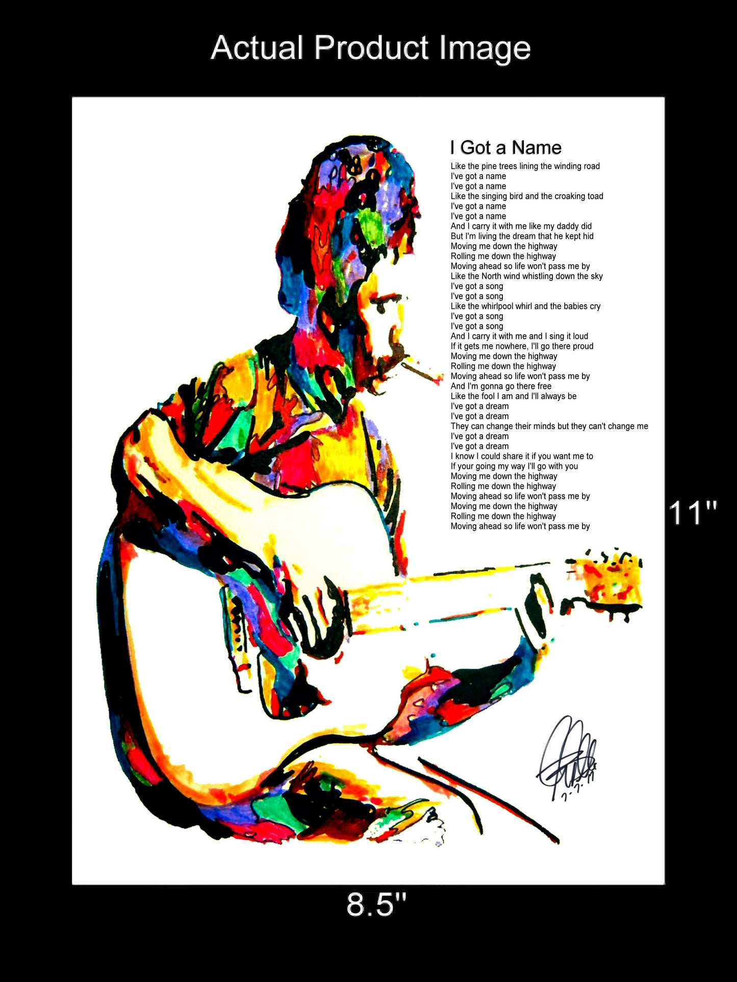Jim Croce Guitar Folk Rock I Got A Name Music Poster Print Wall Art 8.5x11
