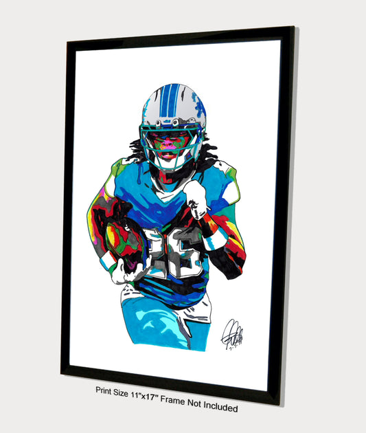 Jahmyr Gibbs Detroit Lions Football Sports Poster Print Wall Art 11x17