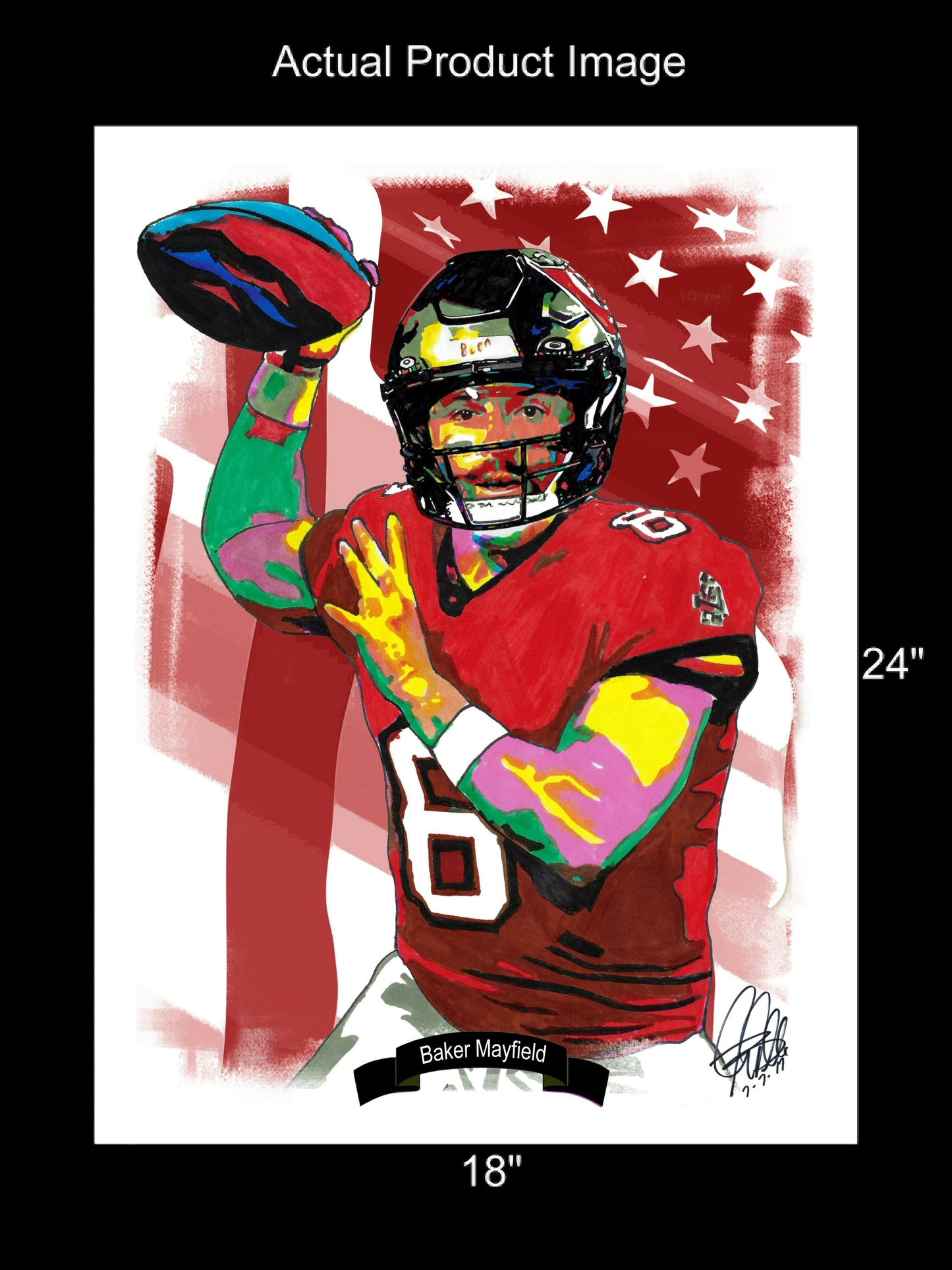 Baker Mayfield Tampa Bay Buccaneers Football QB Poster Print Wall Art 18x24
