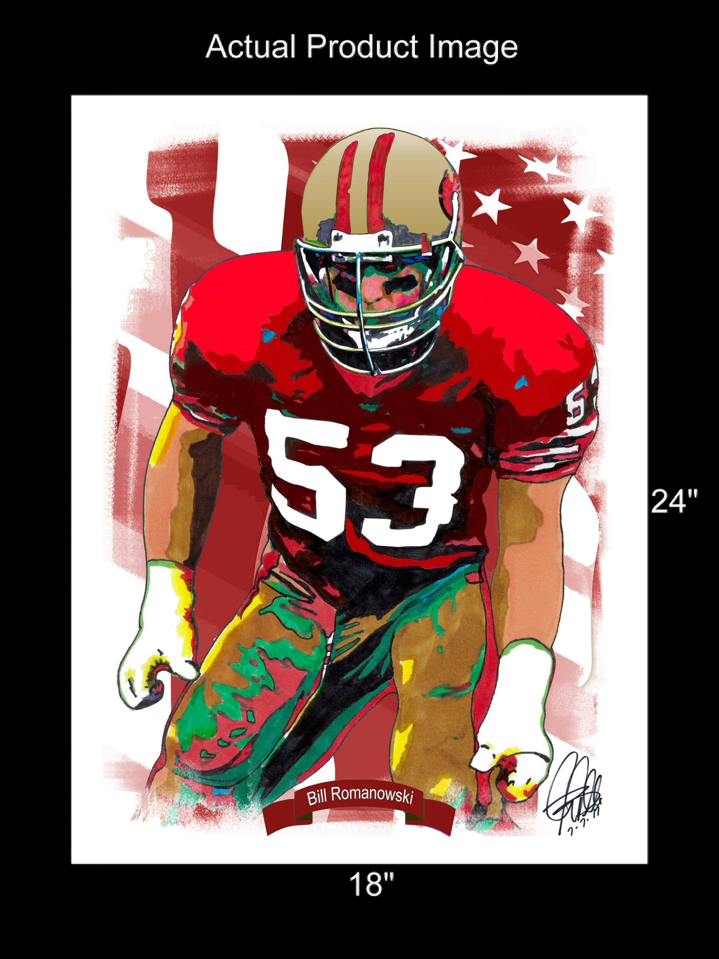 Bill Romanowski San Francisco 49ers Football Sports Poster Print Wall Art 18x24