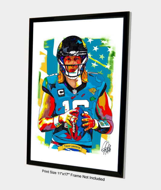 Trevor Lawrence Jacksonville Jaguars Football QB Print Poster Wall Art 11x17