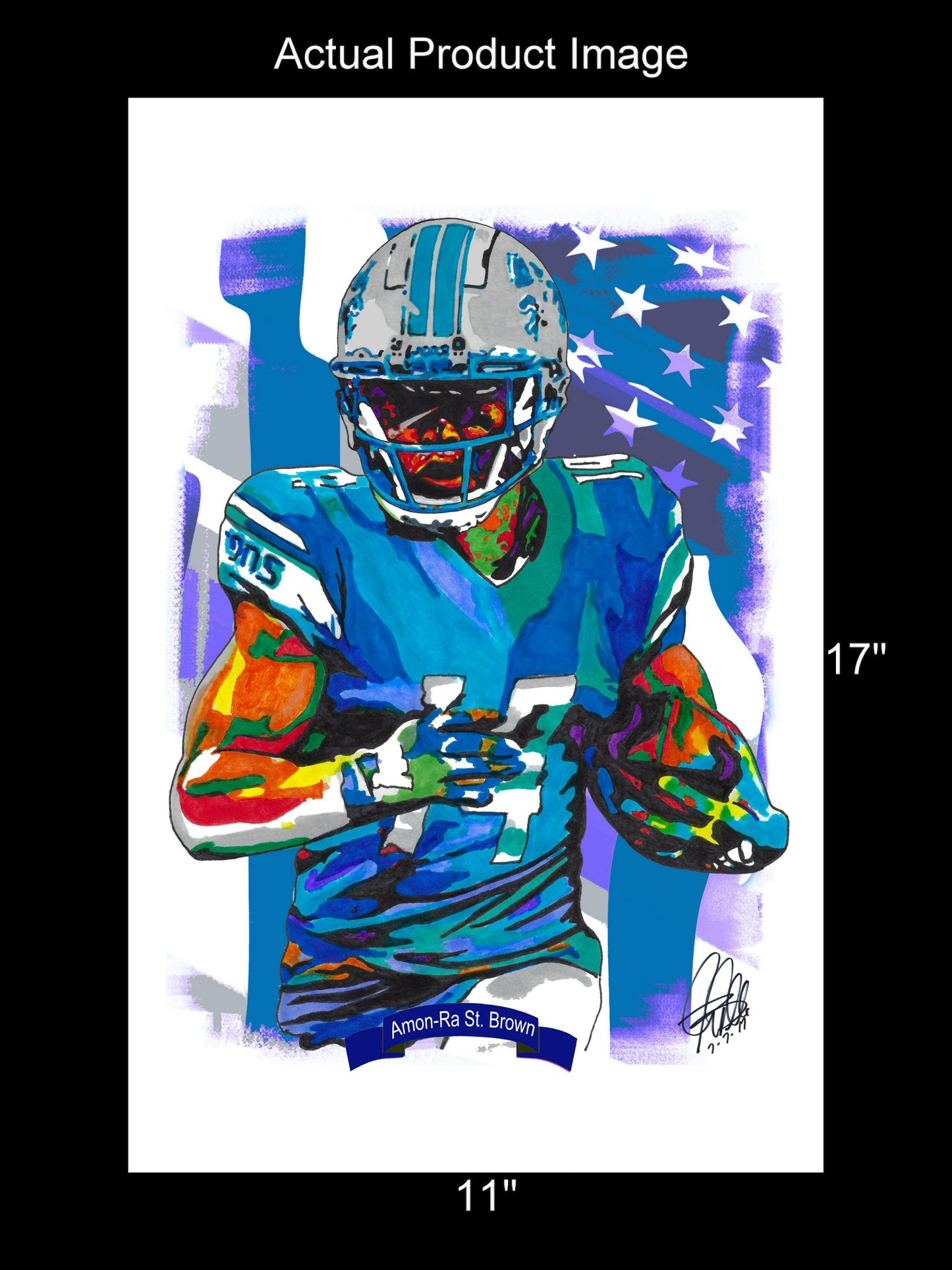 Amon Ra St Brown Detroit Lions Football Sports Poster Print Wall Art 11x17