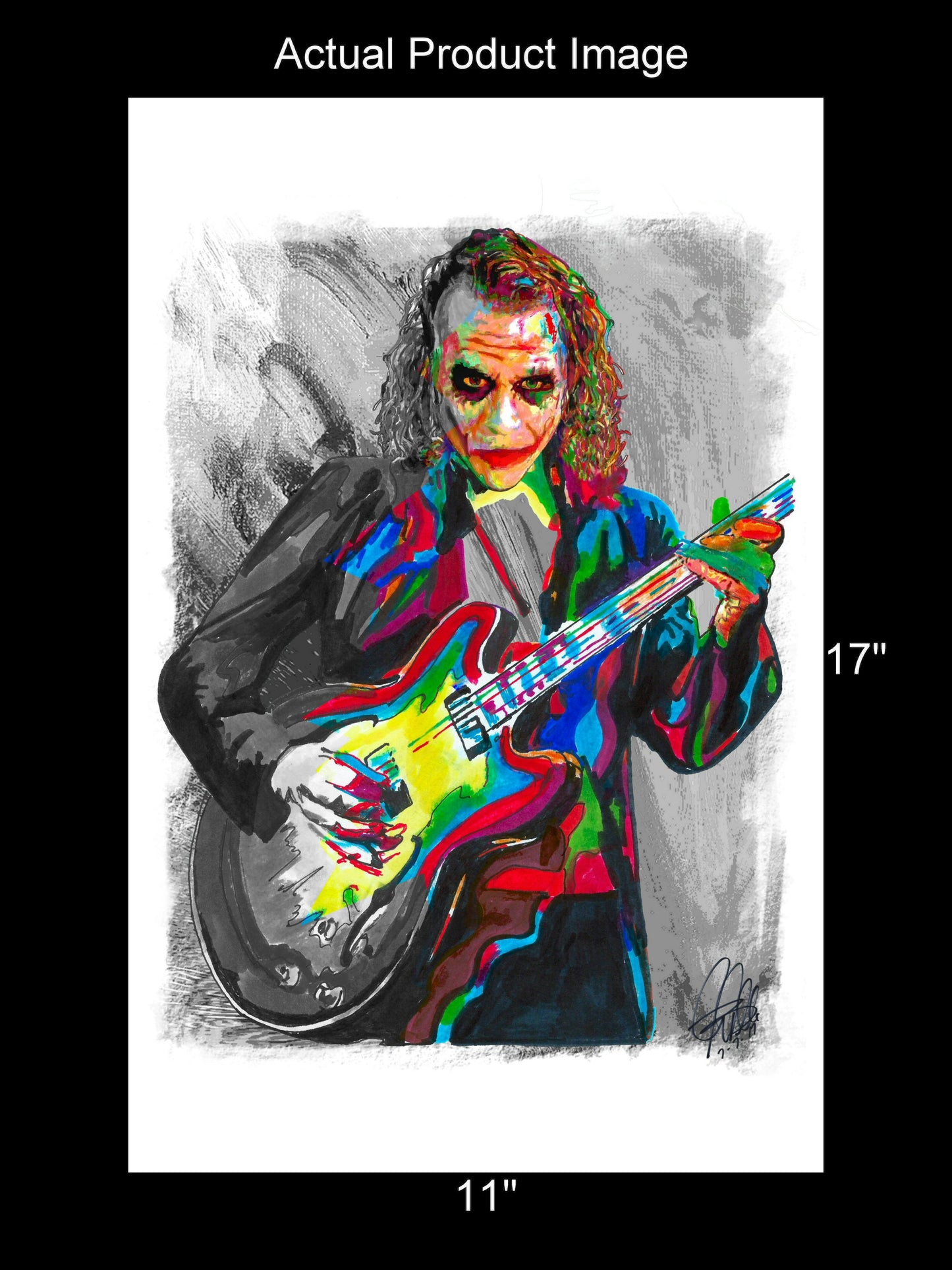 The Joker Heath Ledger Guitar Batman Film Music Poster Print Wall Art 11x17