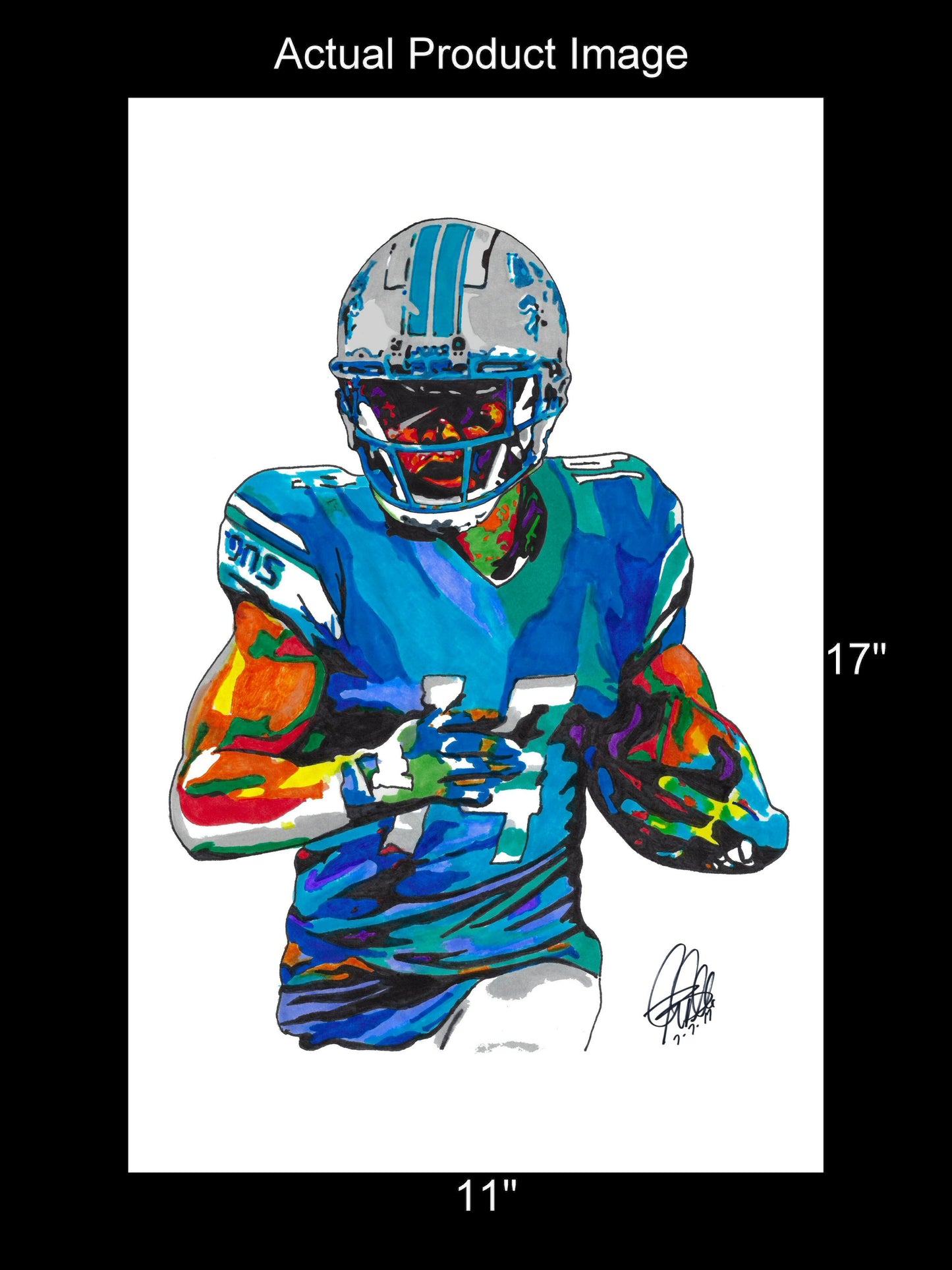Amon Ra St Brown Detroit Lions Football Poster Print Wall Art 11x17