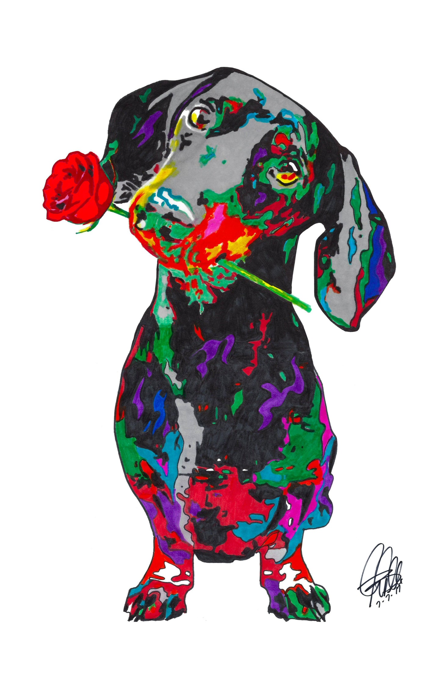 Dachshund Sausage Dog Speed Stick Pet Poster Print Wall Art 11x17