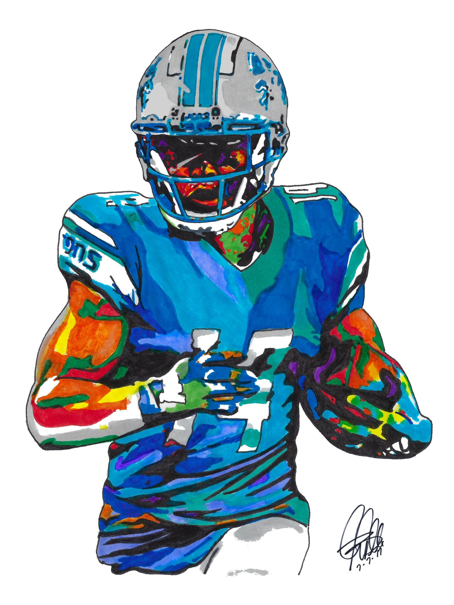 Amon Ra St Brown Detroit Lions Football Poster Print Wall Art 8.5x11