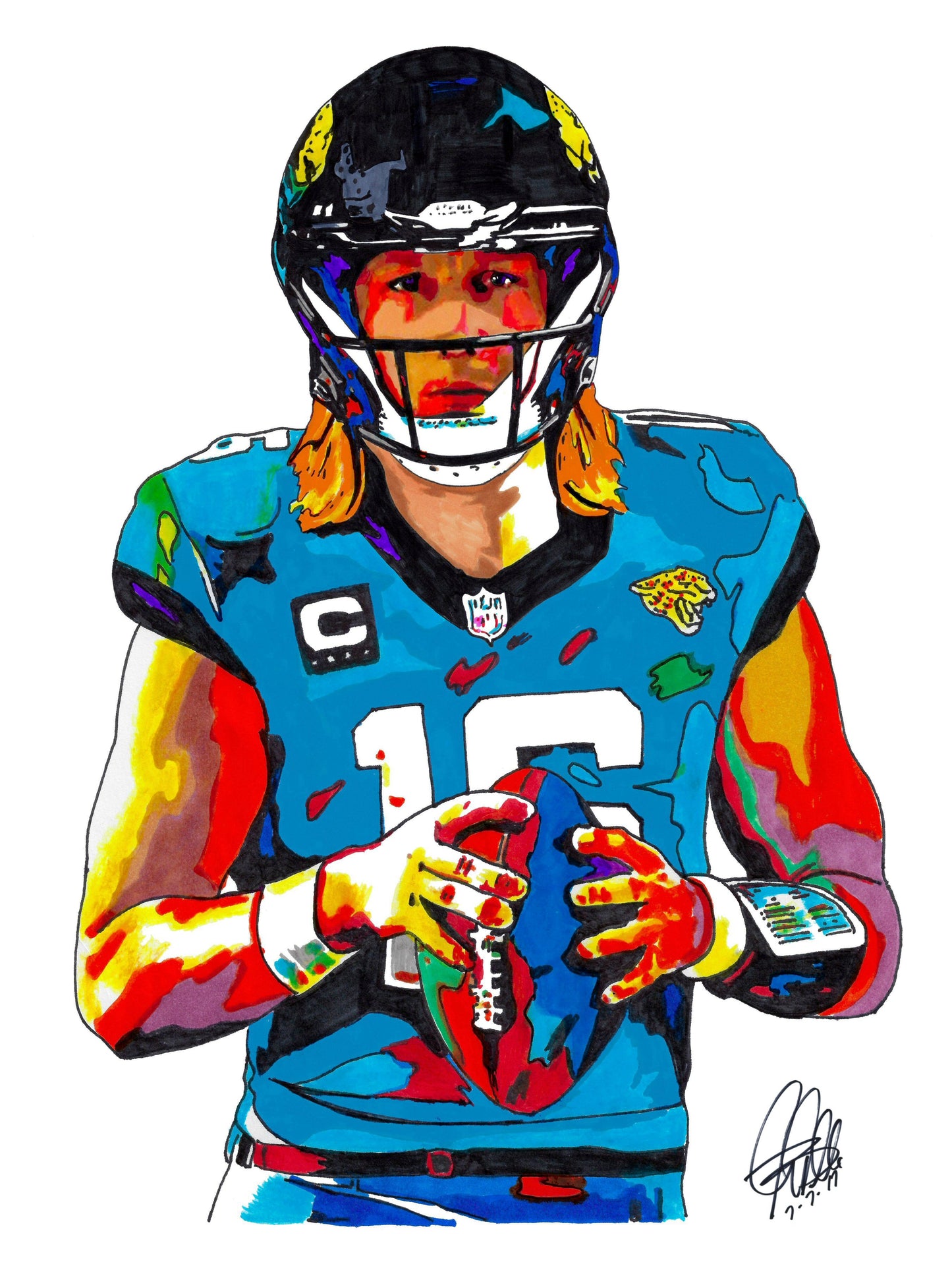 Trevor Lawrence Jacksonville Jaguars Football Sport Print Poster Wall Art 18x24