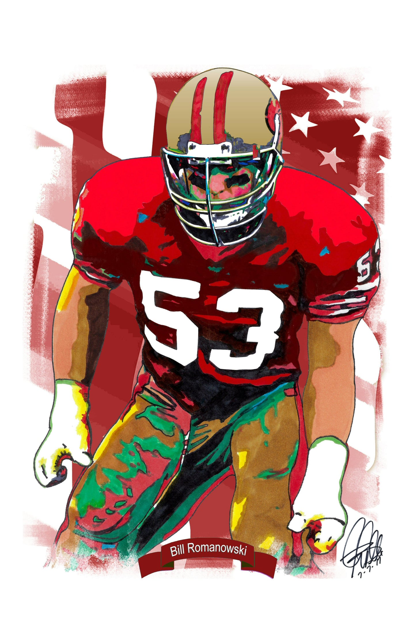 Bill Romanowski San Francisco 49ers Football Sports Poster Print Wall Art 11x17