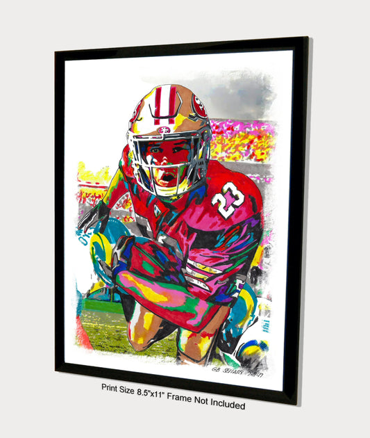 Christian McCaffrey San Francisco 49ers Football Poster Print Wall Art 8.5x11