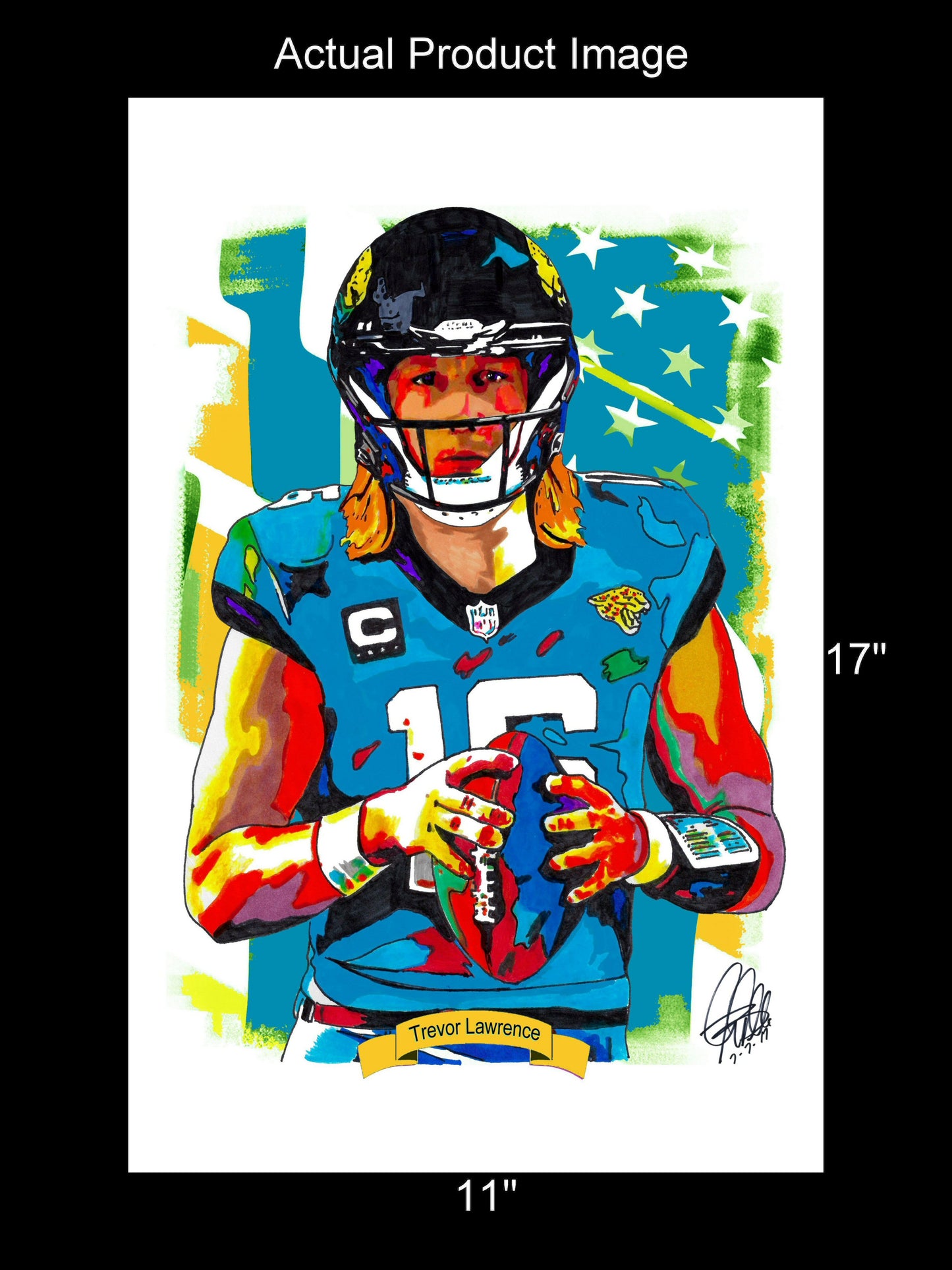 Trevor Lawrence Jacksonville Jaguars Football QB Print Poster Wall Art 11x17