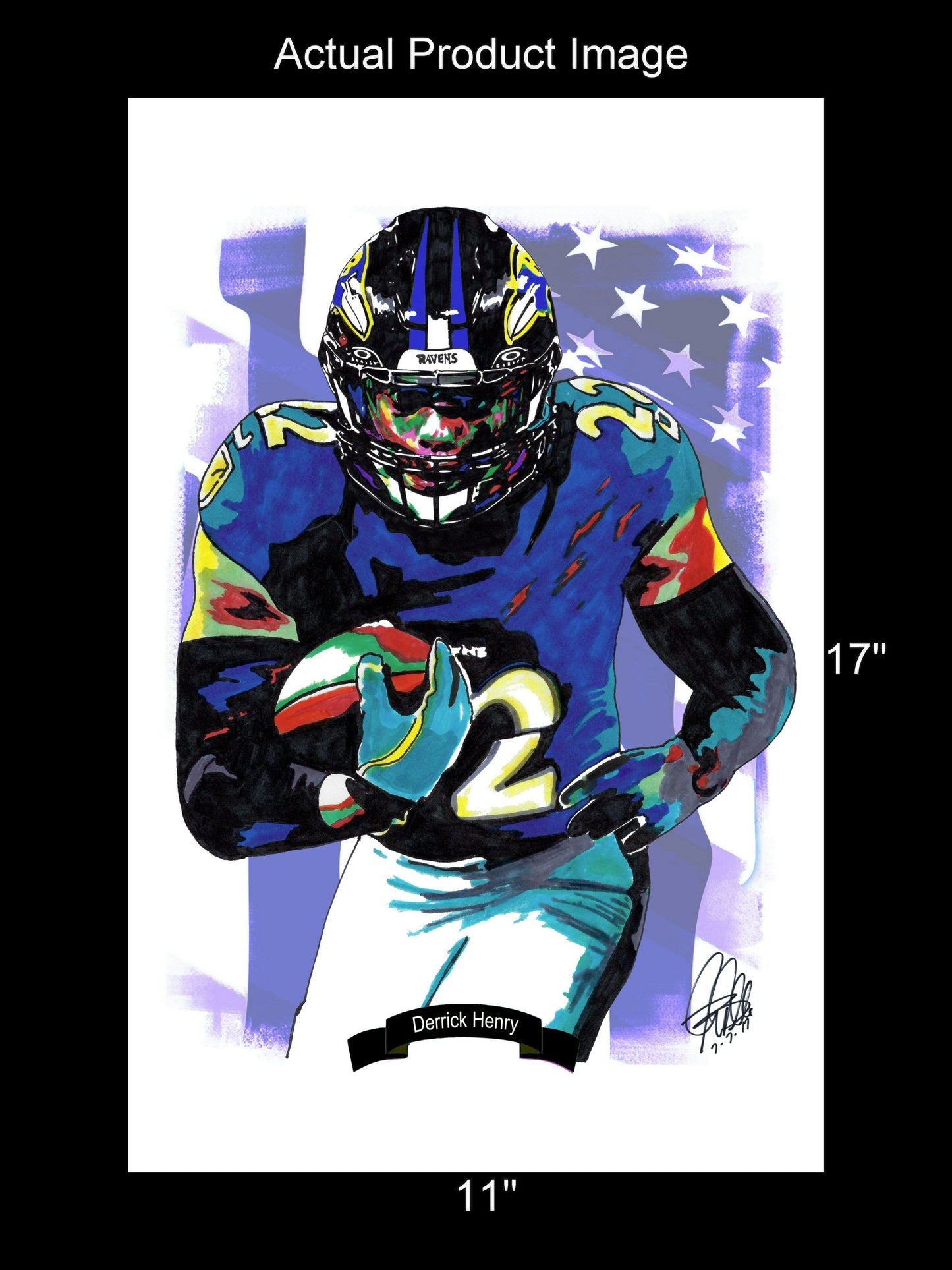 Derrick Henry Baltimore Ravens RB Football Sports Print Poster Wall Art 11x17