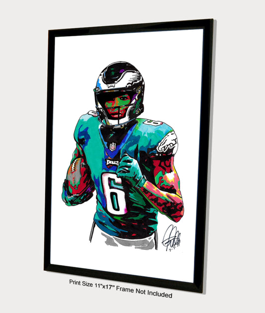 DeVonta Smith Philadelphia Eagles Football Sports Poster Print Wall Art 11x17