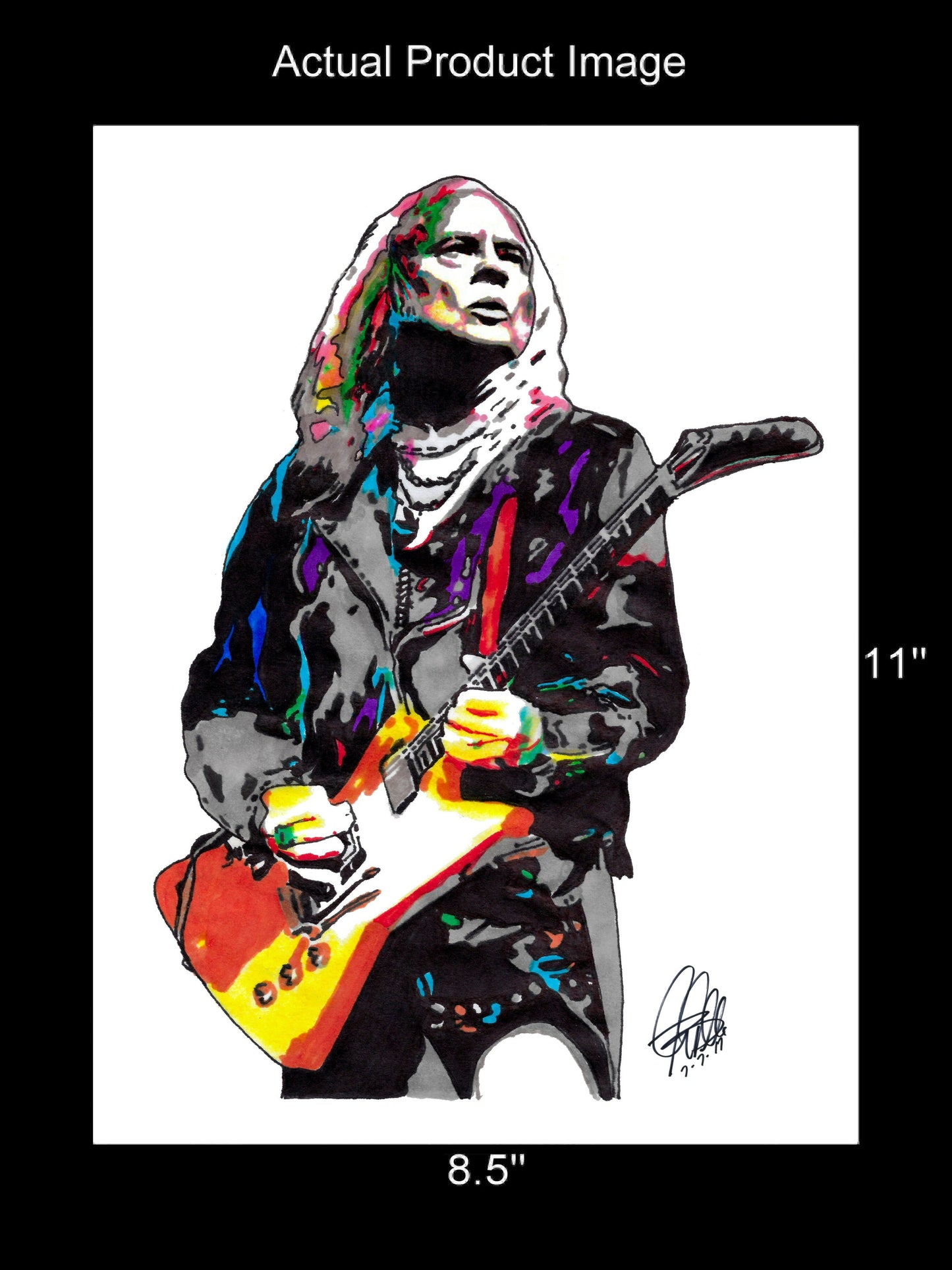 Rickey Medlocke Lynyrd Skynyrd Guitar Rock Poster Print Wall Art 8.5x11