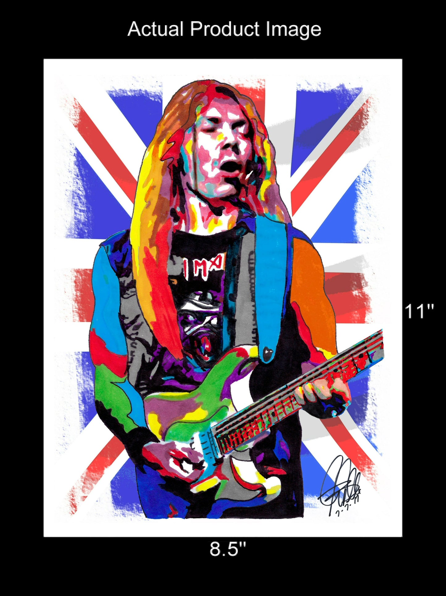 Dave Murray Iron Maiden Guitar Hard Rock Music Poster Print Wall Art 8.5x11