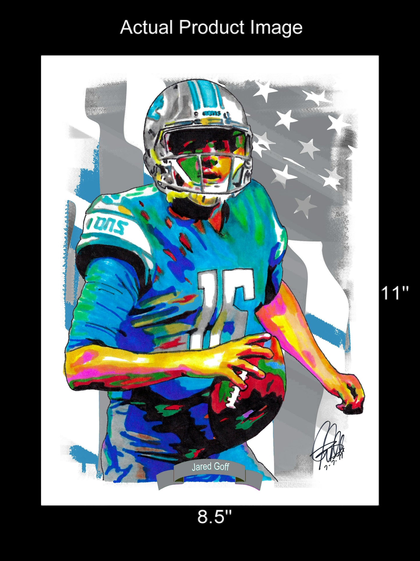 Jared Goff Detroit Lions Football Sports Poster Print Wall Art 8.5x11