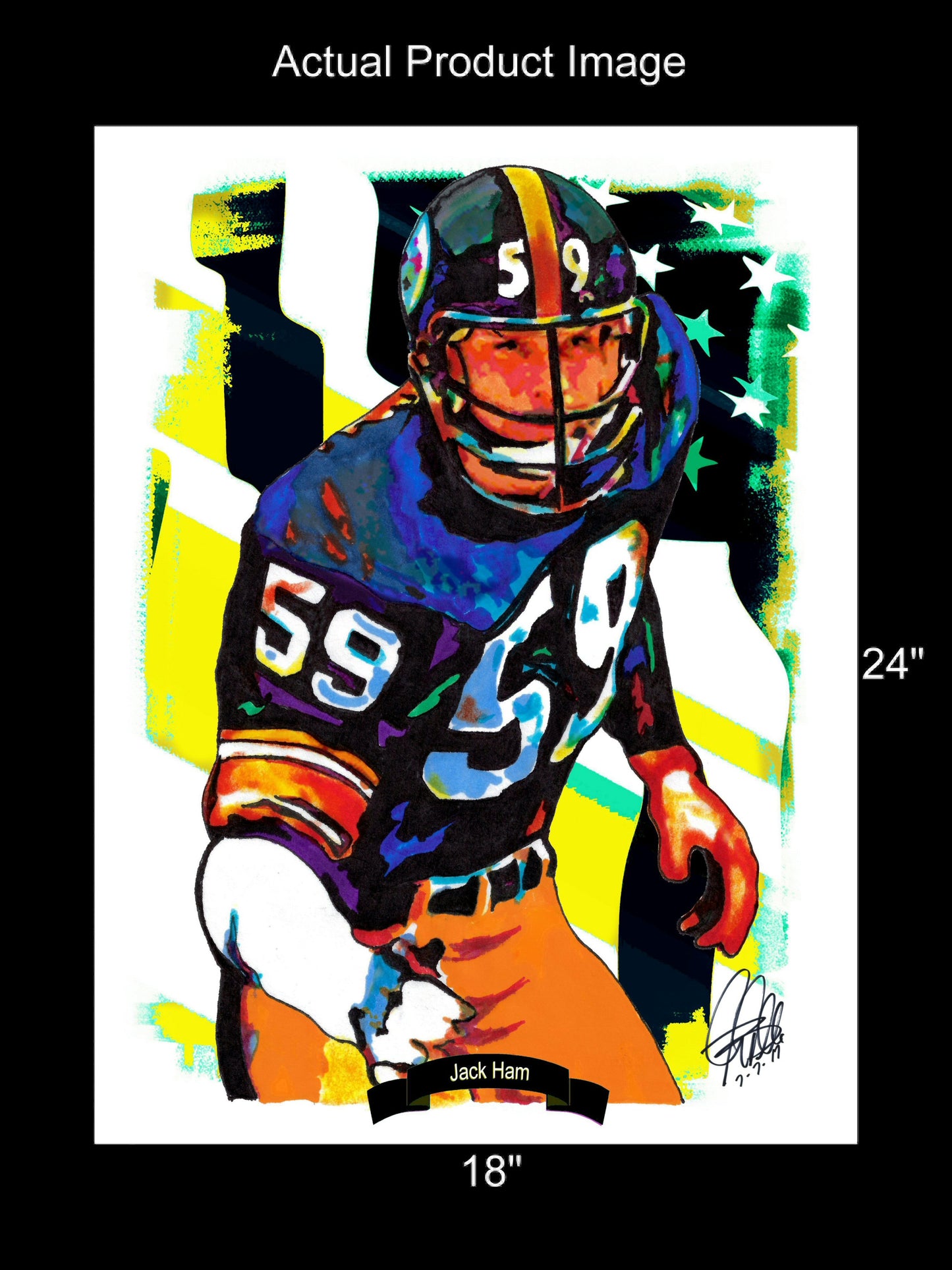 Jack Ham Pittsburgh Steelers Football Linebacker Poster Print Wall Art 18x24