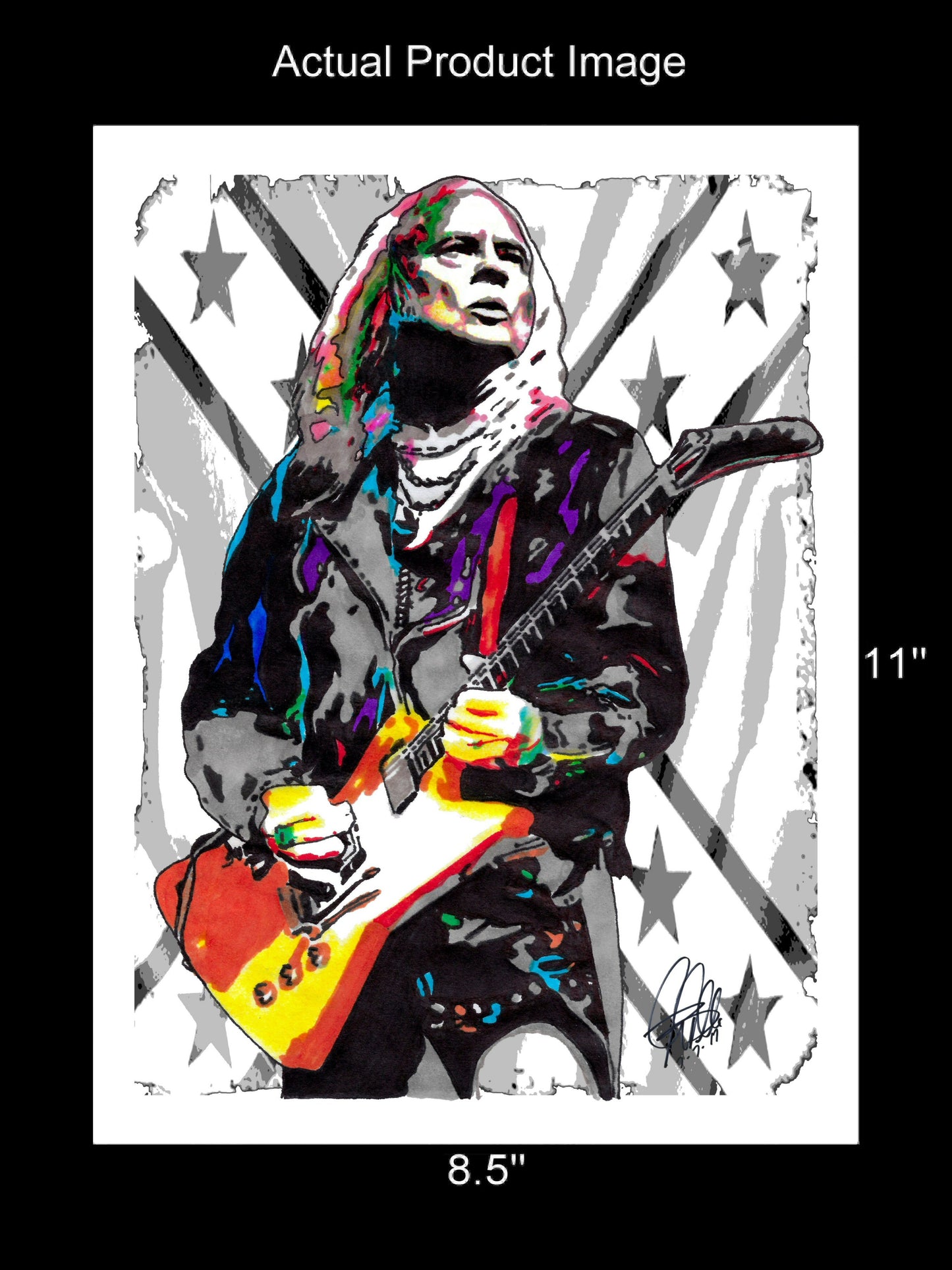 Rickey Medlocke Lynyrd Skynyrd Guitar Rock Music Poster Print Wall Art 8.5x11