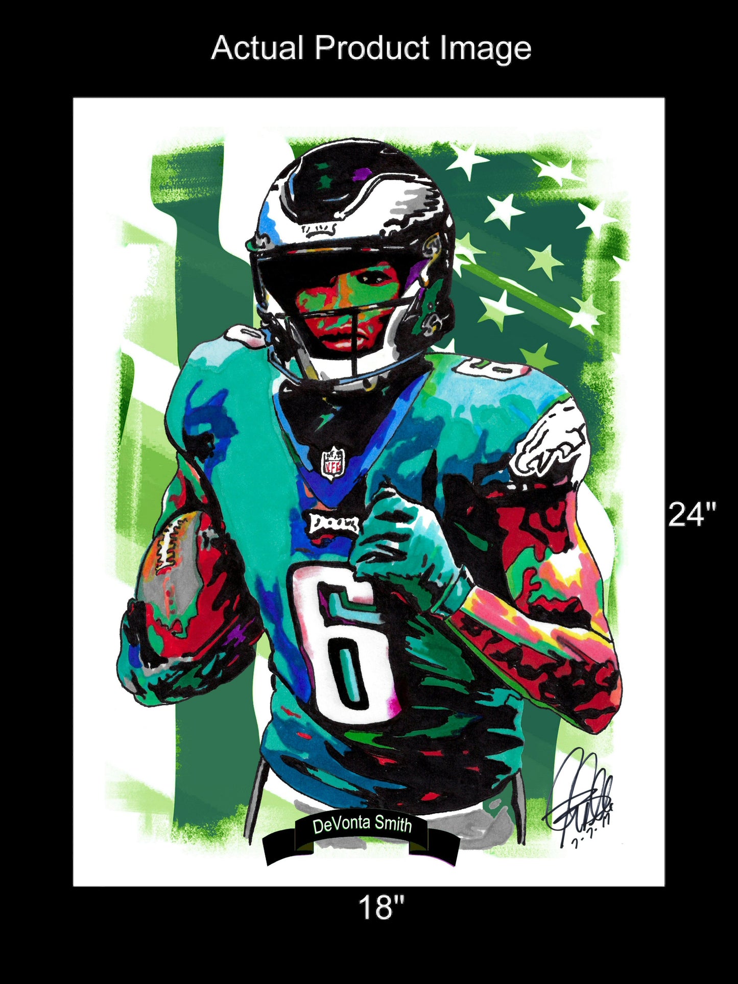 DeVonta Smith Philadelphia Eagles Football Poster Print Wall Art 18x24