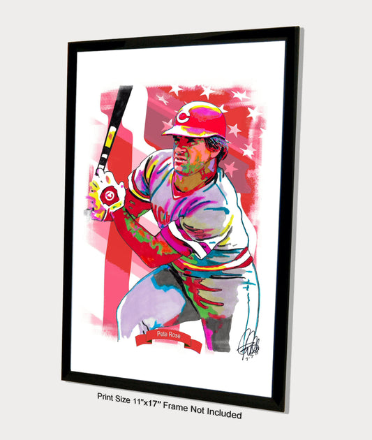 Pete Rose Cincinnati Reds Baseball Poster Print Wall Art 11x17