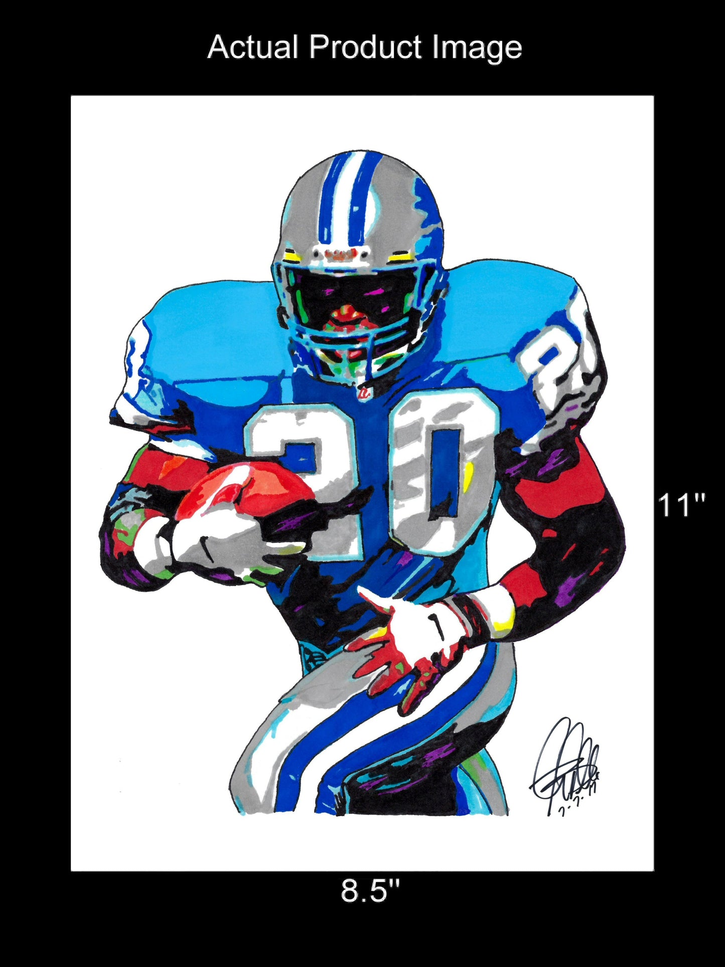 Barry Sanders Detroit Lions Football Poster Print Wall Art 8.5x11