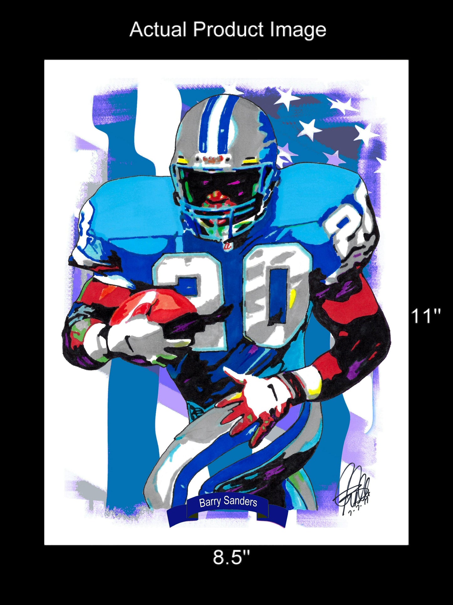 Barry Sanders Detroit Lions Football Sports Poster Print Wall Art 8.5x11