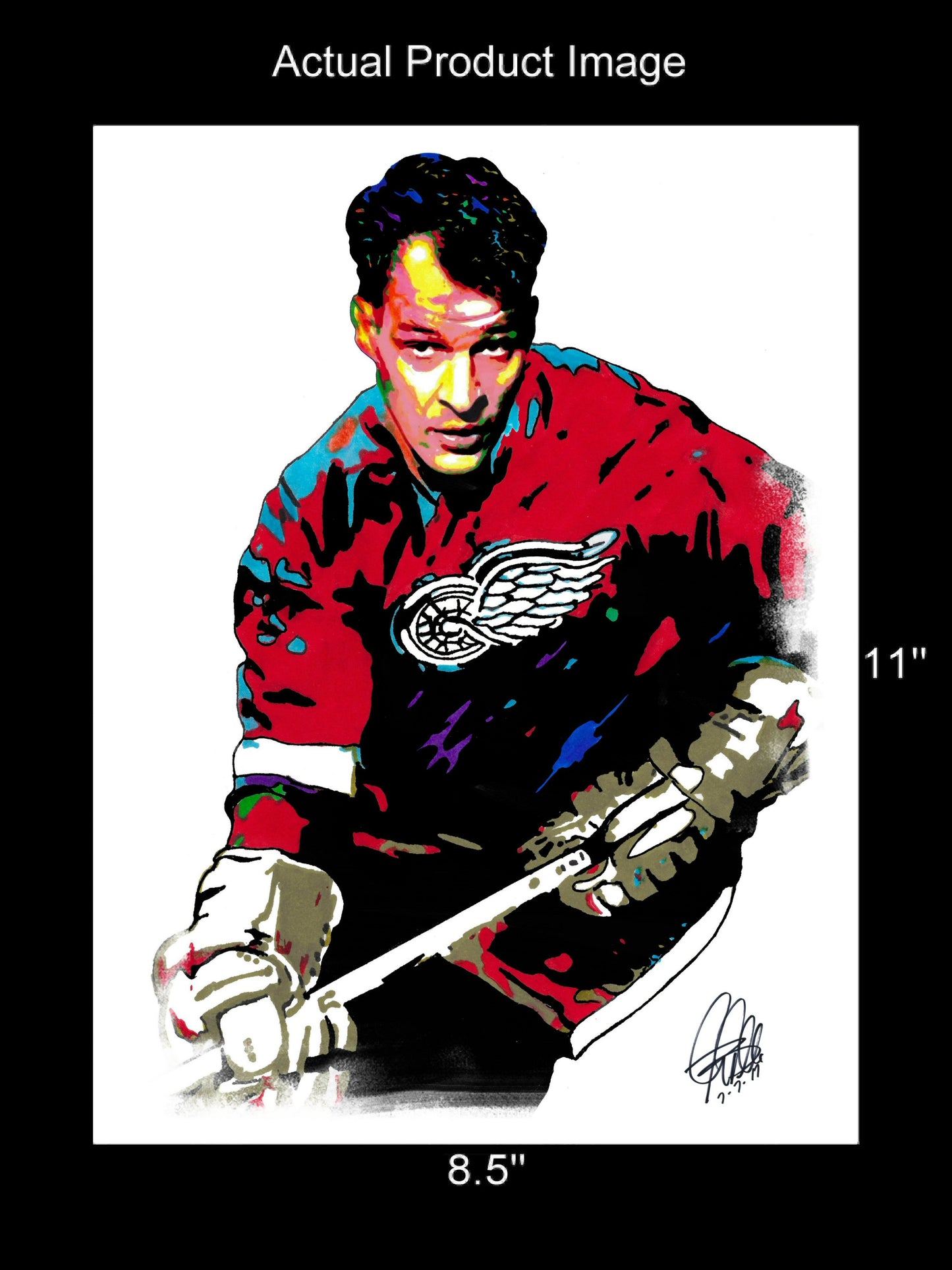 Gordie Howe Detroit Red Wings Hockey Print Poster Wall Art 8.5x11