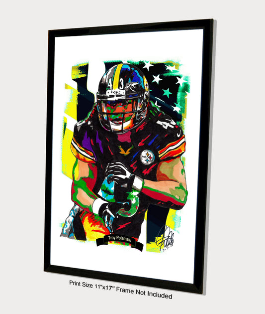 Troy Polamalu Pittsburgh Steelers Football Sports Poster Print Wall Art 11x17