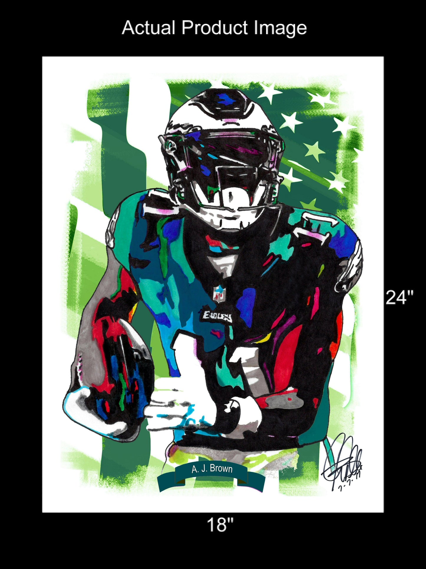 AJ Brown Philadelphia Eagles Football Sports Poster Print Wall Art 18x24