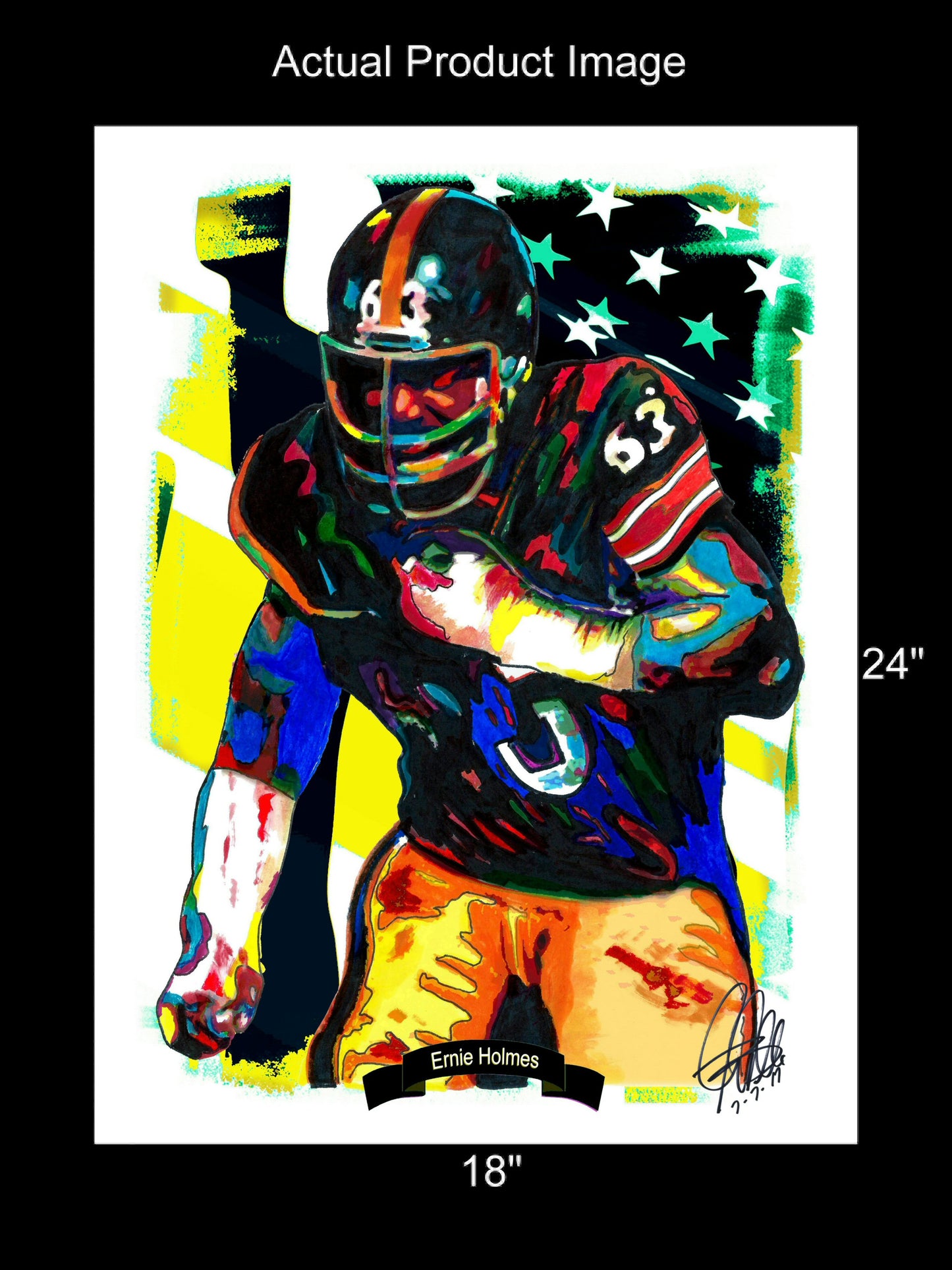 Ernie Holmes Pittsburgh Steelers Football Poster Print Wall Art 18x24