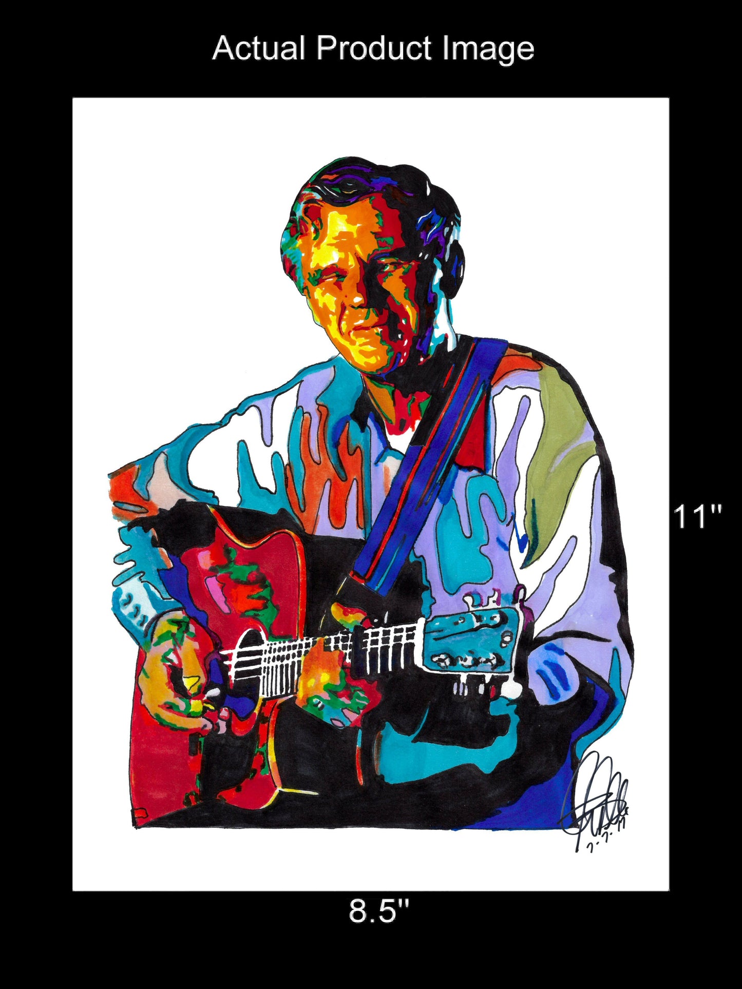 Doc Watson Guitar Bluegrass Country Music Poster Print Wall Art 8.5x11