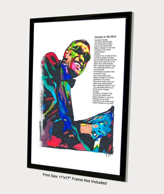 Ray Charles Georgia on My Mind Soul Piano Music Poster Print Wall Art 11x17