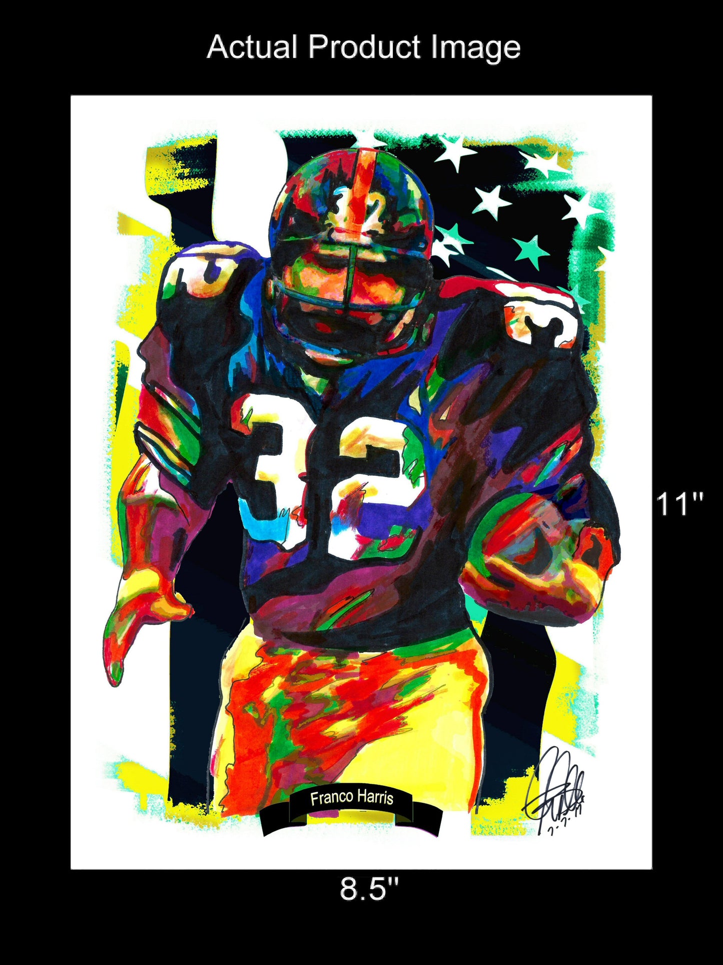 Franco Harris Pittsburgh Steelers Football RB Poster Print Wall Art 8.5x11