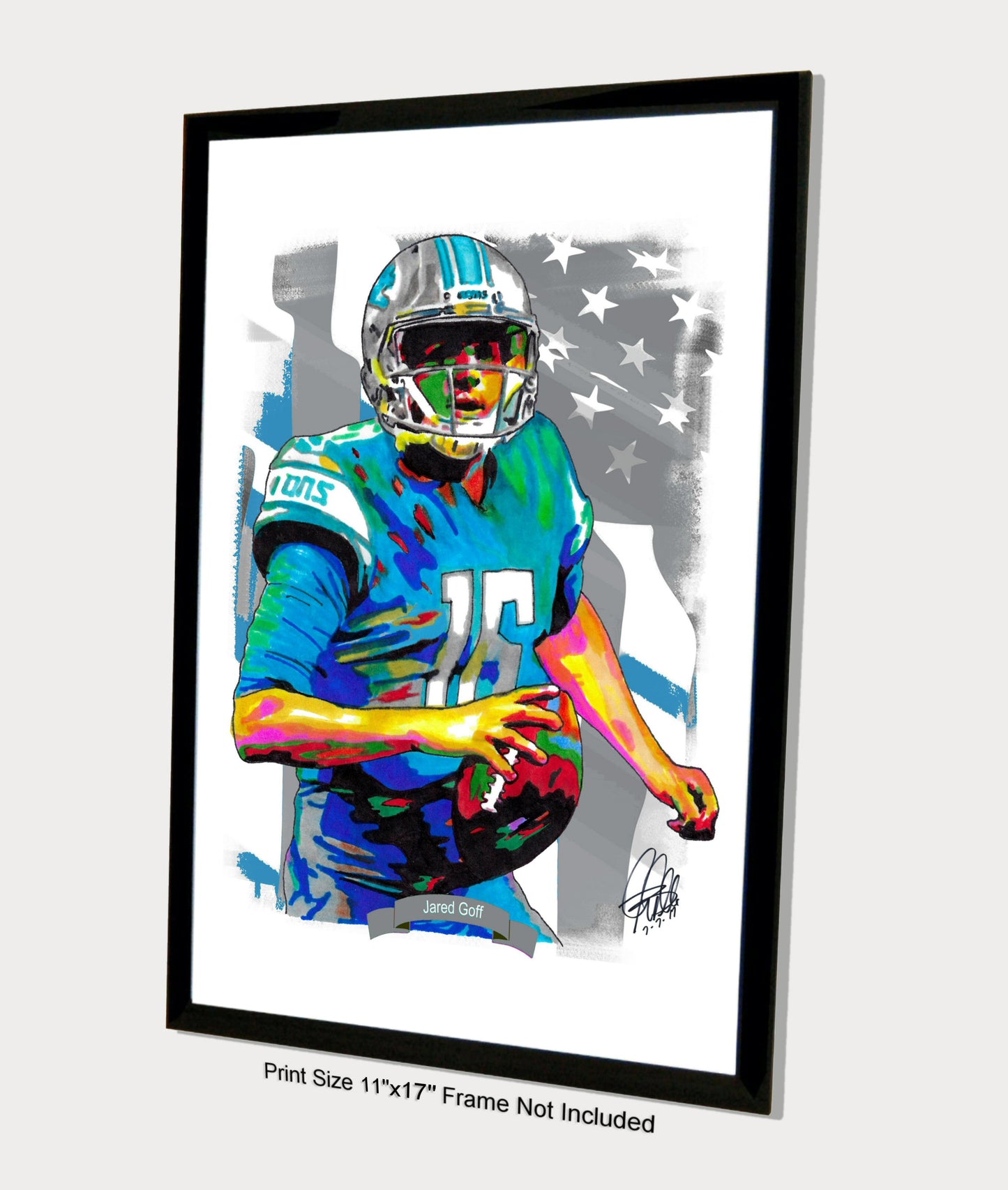 Jared Goff Detroit Lions Football Sports Poster Print Wall Art 11x17