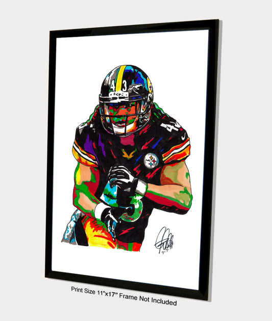 Troy Polamalu Pittsburgh Steelers Football Poster Print Wall Art 11x17