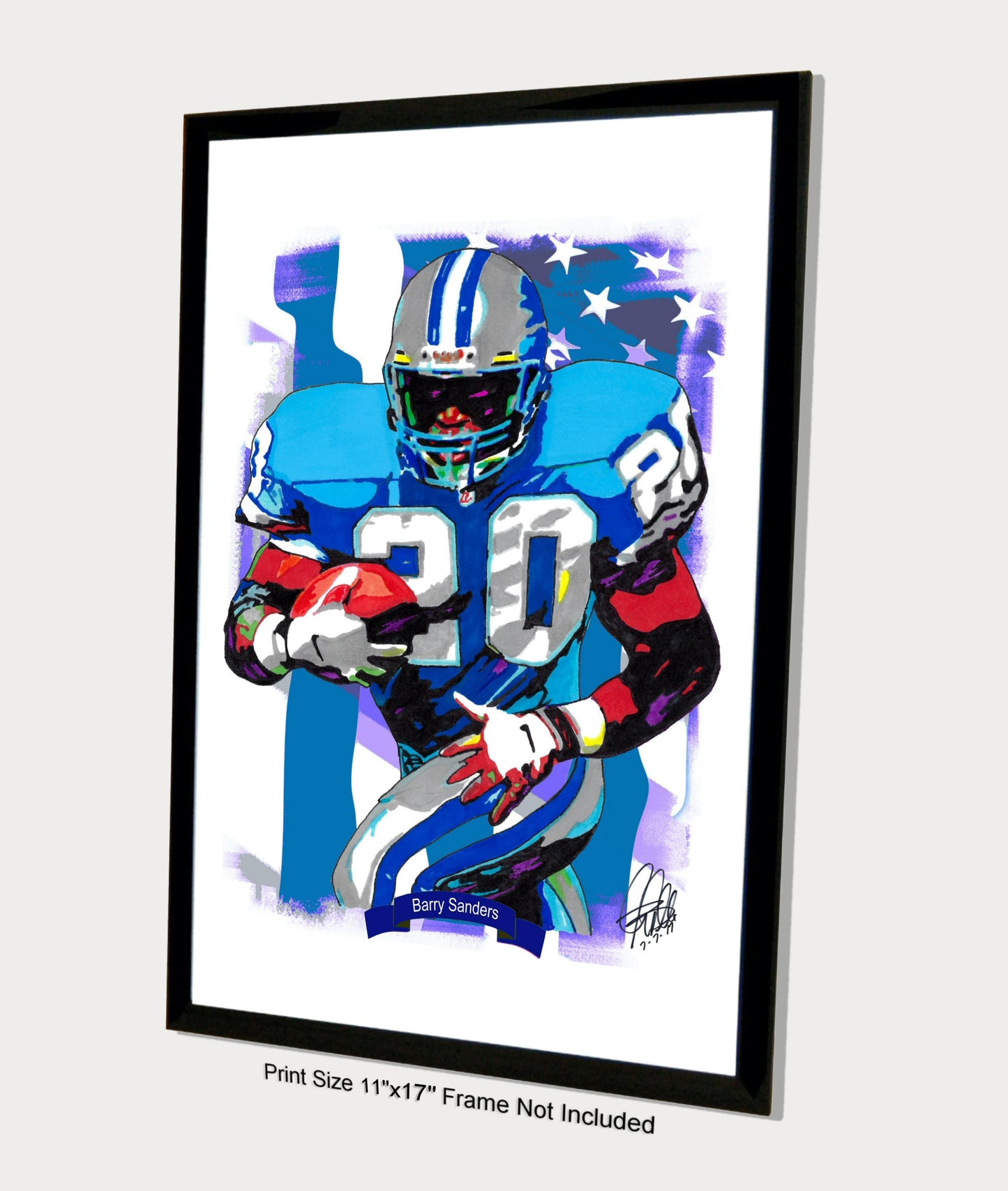 Barry Sanders Detroit Lions Football Sports Poster Print Wall Art 11x17