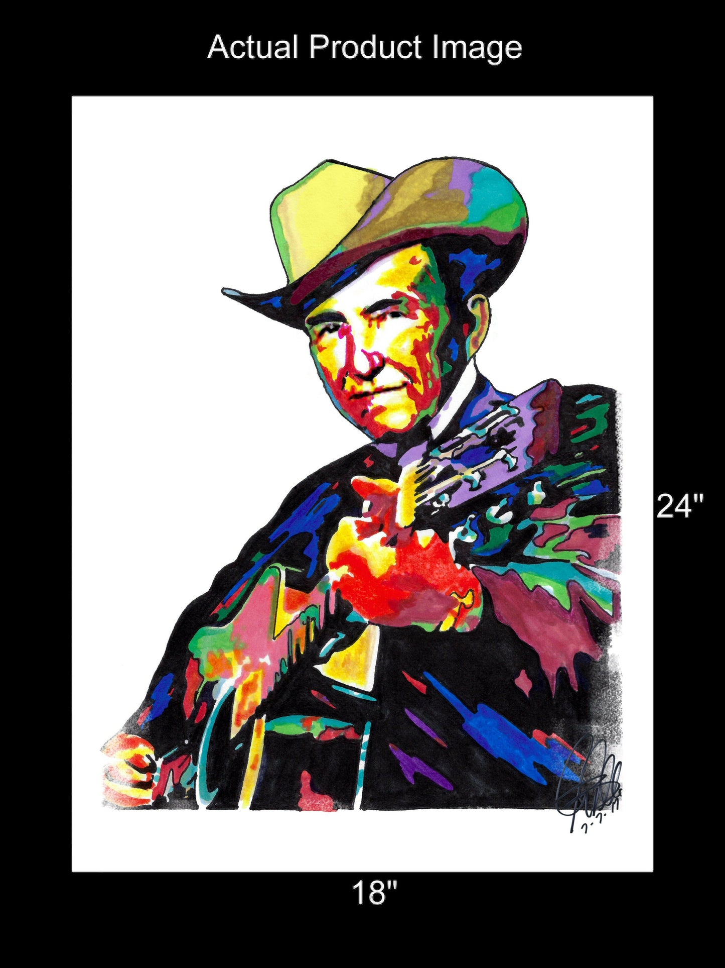 Lester Flatt Guitar Bluegrass Country Music Poster Print Wall Art 18x24