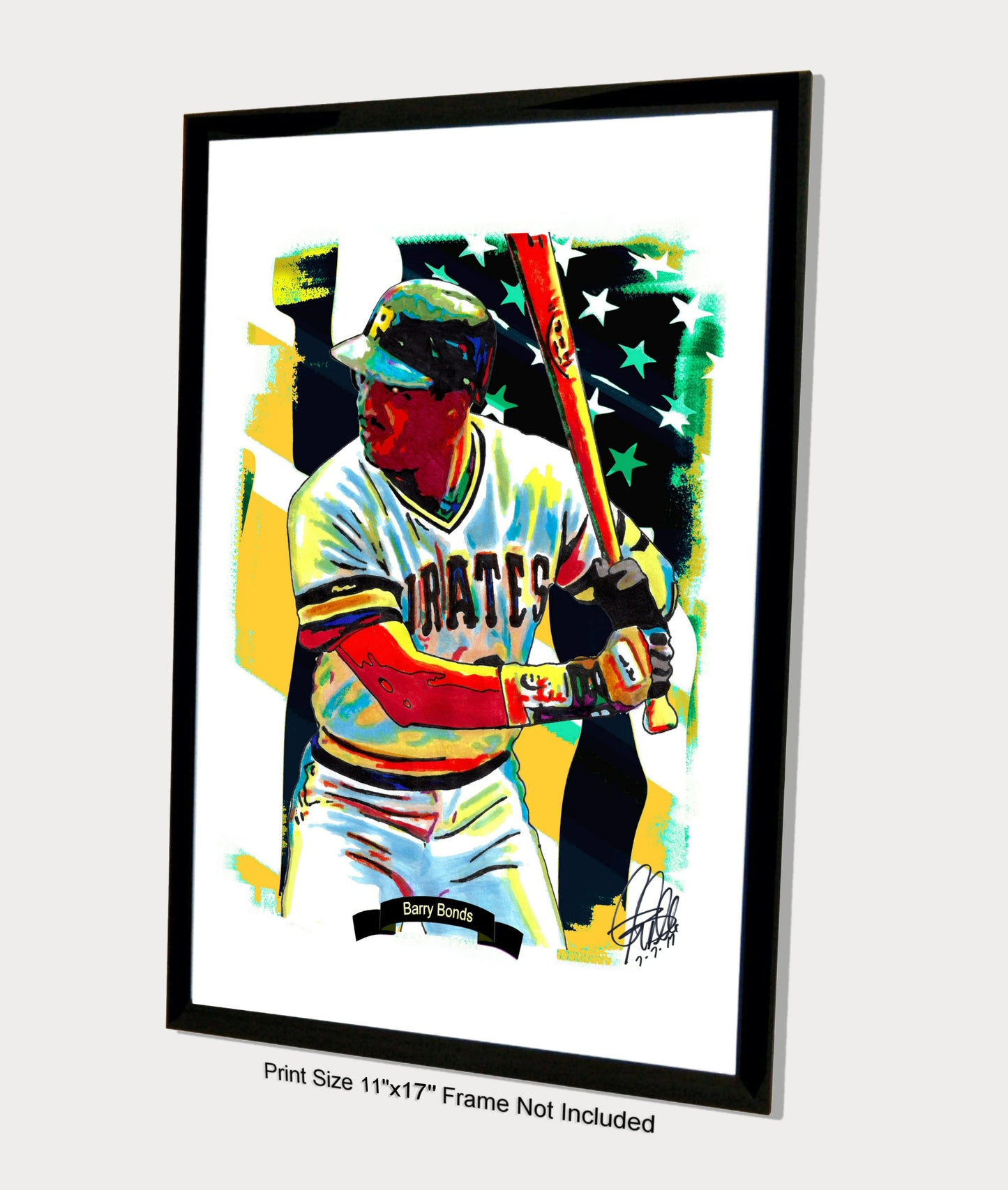 Barry Bonds Pittsburgh Pirates Baseball Sports Poster Print Wall Art 11x17